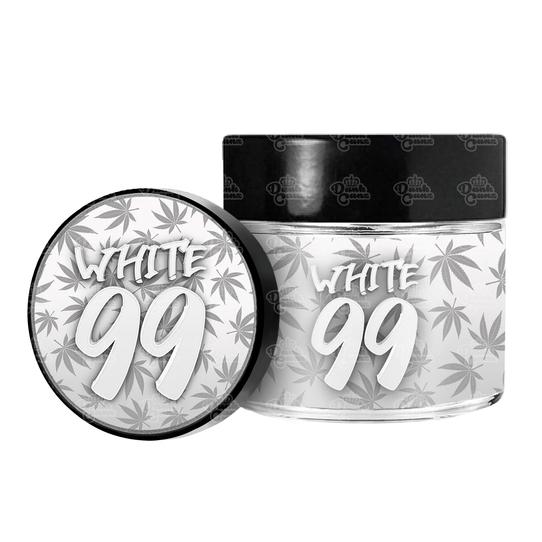 White 99 3.5g/60ml Glass Jars - Labelled - DC Packaging Custom Cannabis Packaging