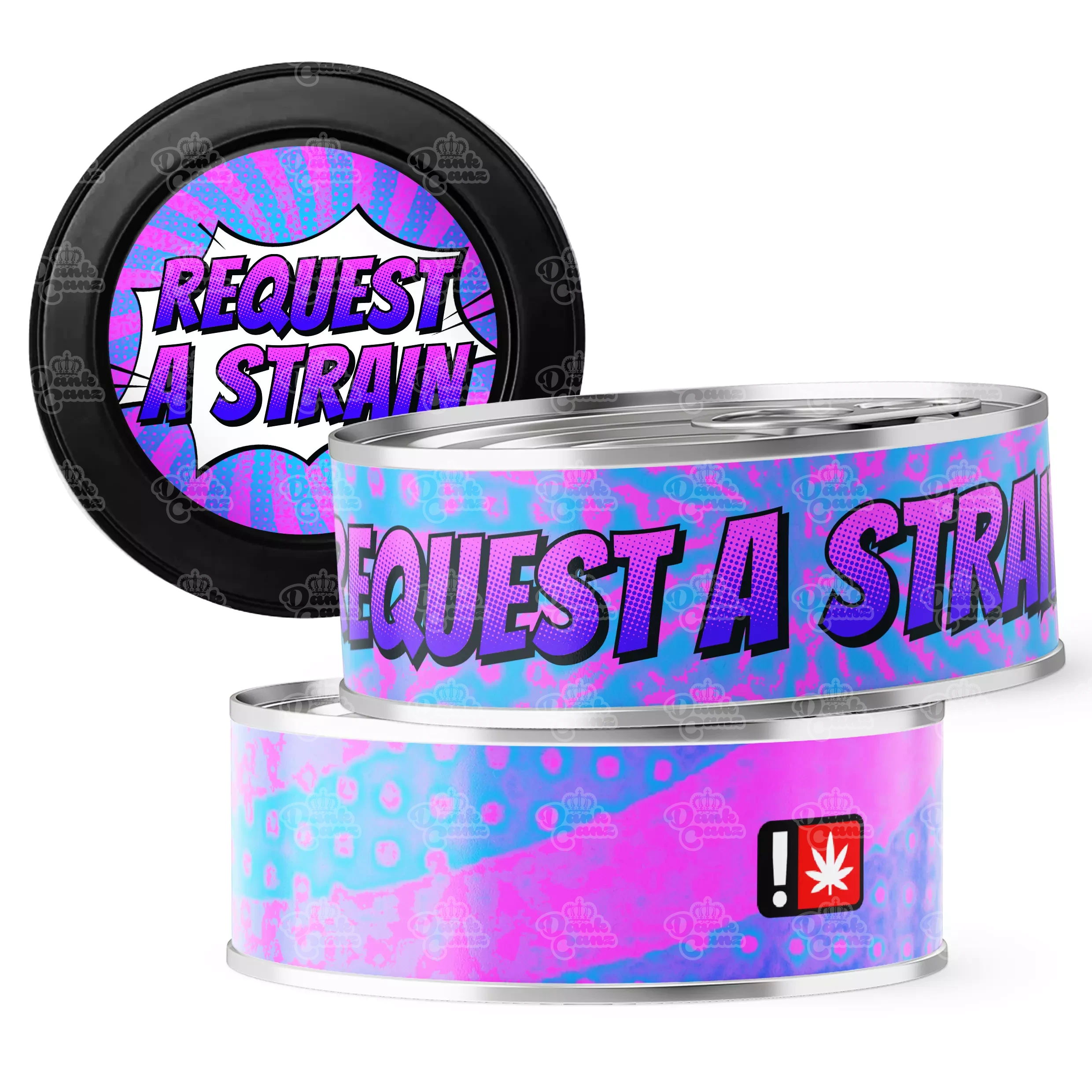 Request A Strain 3.5g Self Seal Tins - DC Packaging Custom Cannabis Packaging