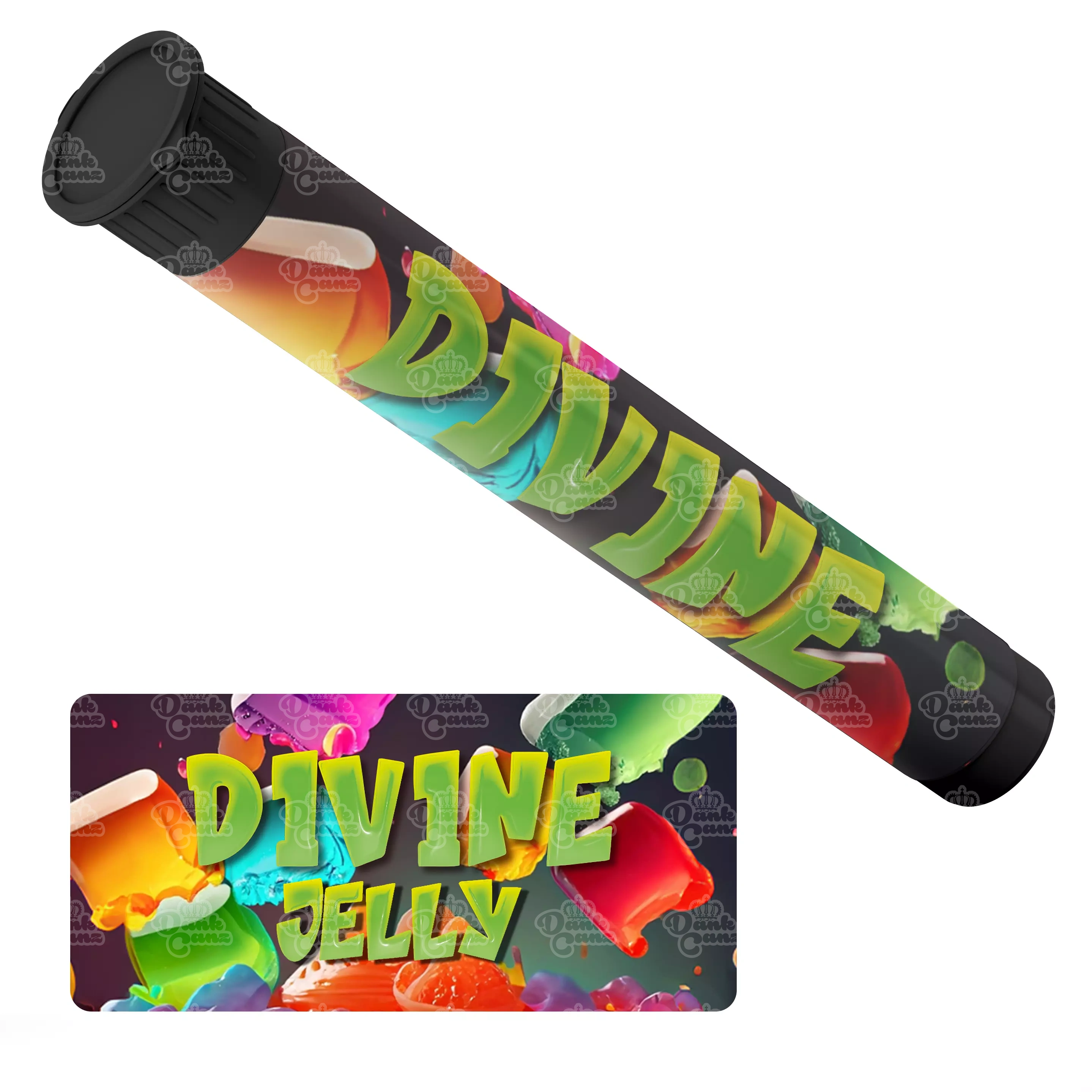 Divine Jelly Pre Roll Tubes - Labelled - DC Packaging Custom Cannabis Packaging