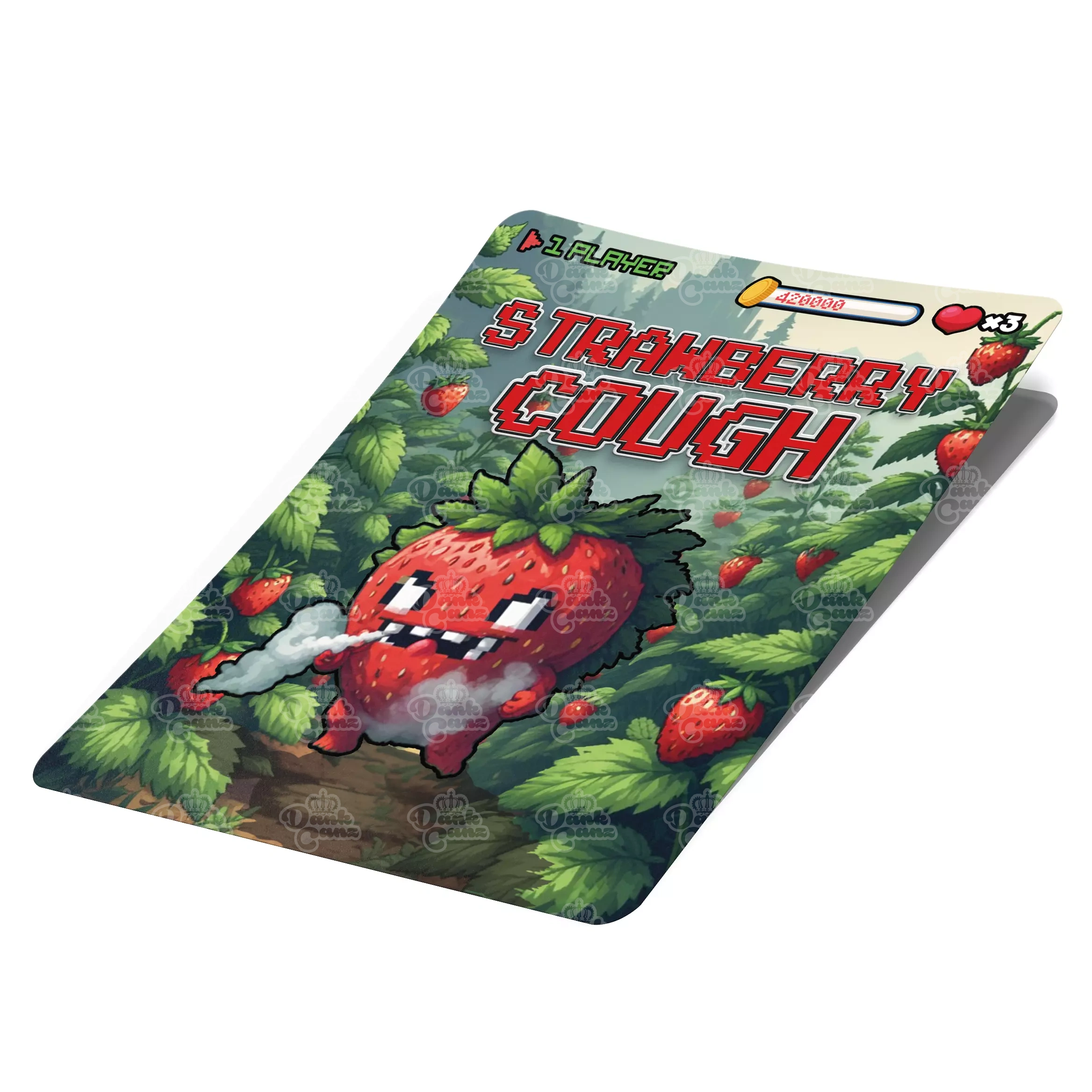 Strawberry Cough Mylar Bag Labels - Labels only - DC Packaging Custom Cannabis Packaging