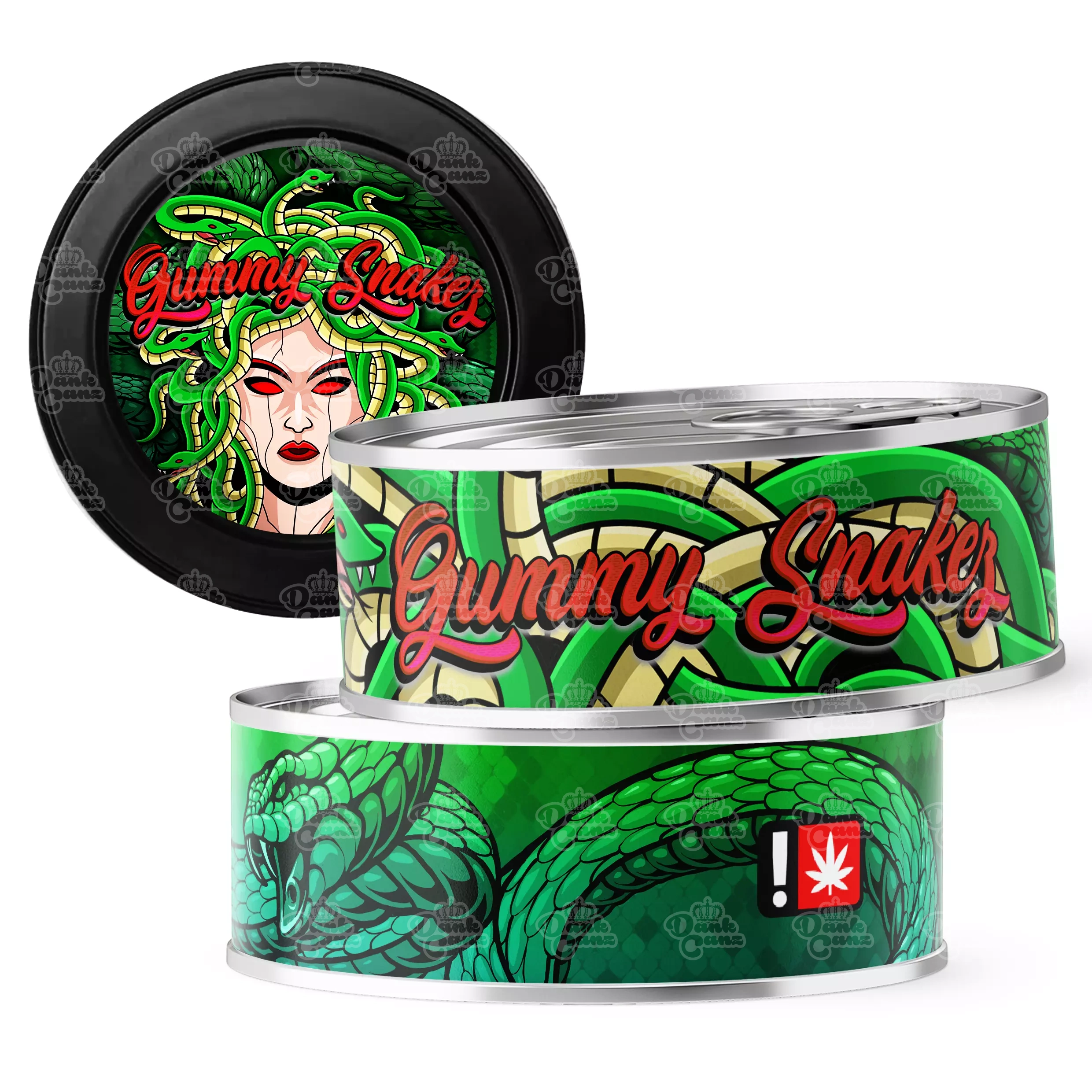 Gummy Snakes 3.5g Self Seal Tins - DC Packaging Custom Cannabis Packaging
