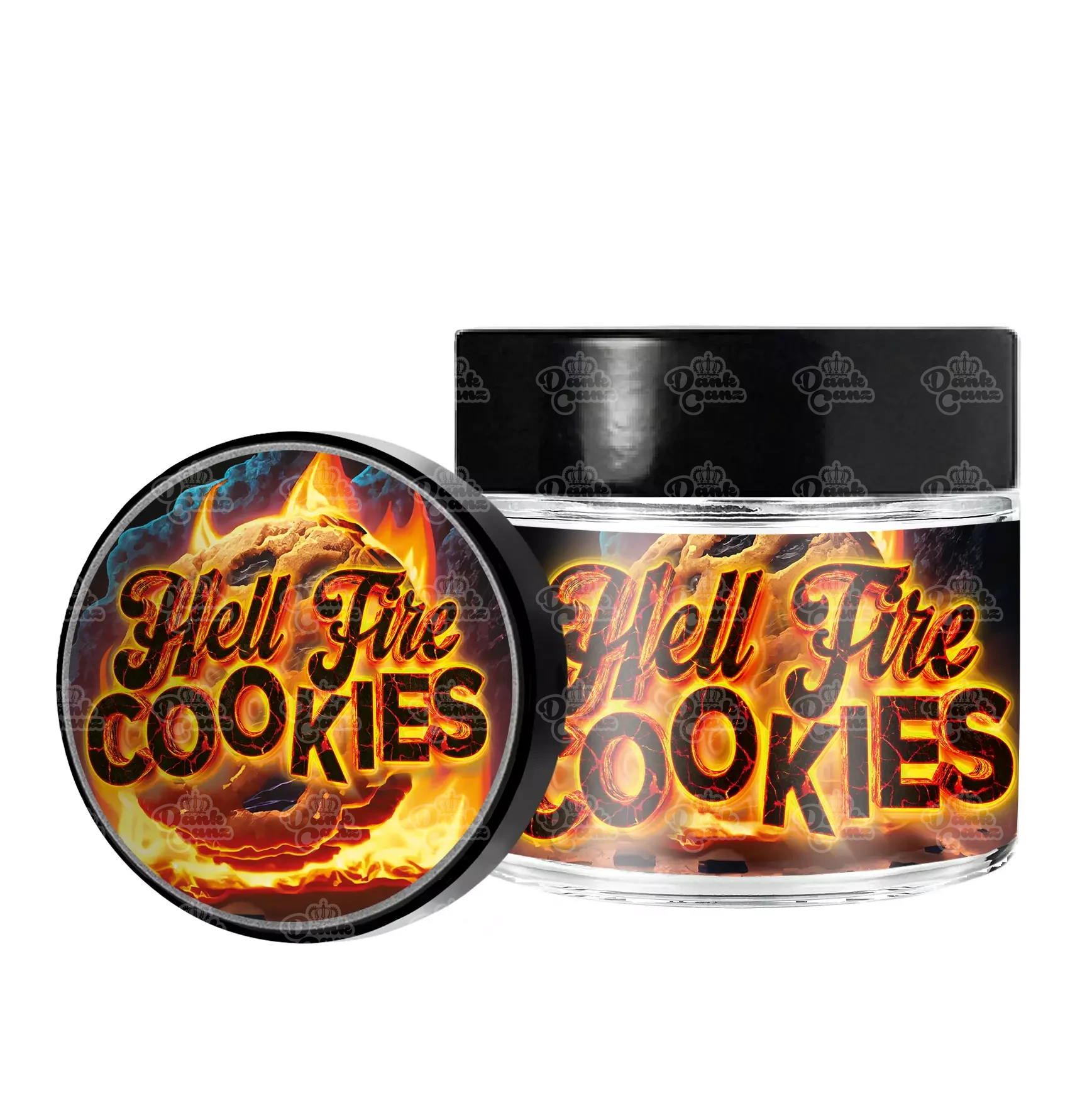 Hell Fire Cookies 3.5g/60ml Glass Jars - Labelled - DC Packaging Custom Cannabis Packaging