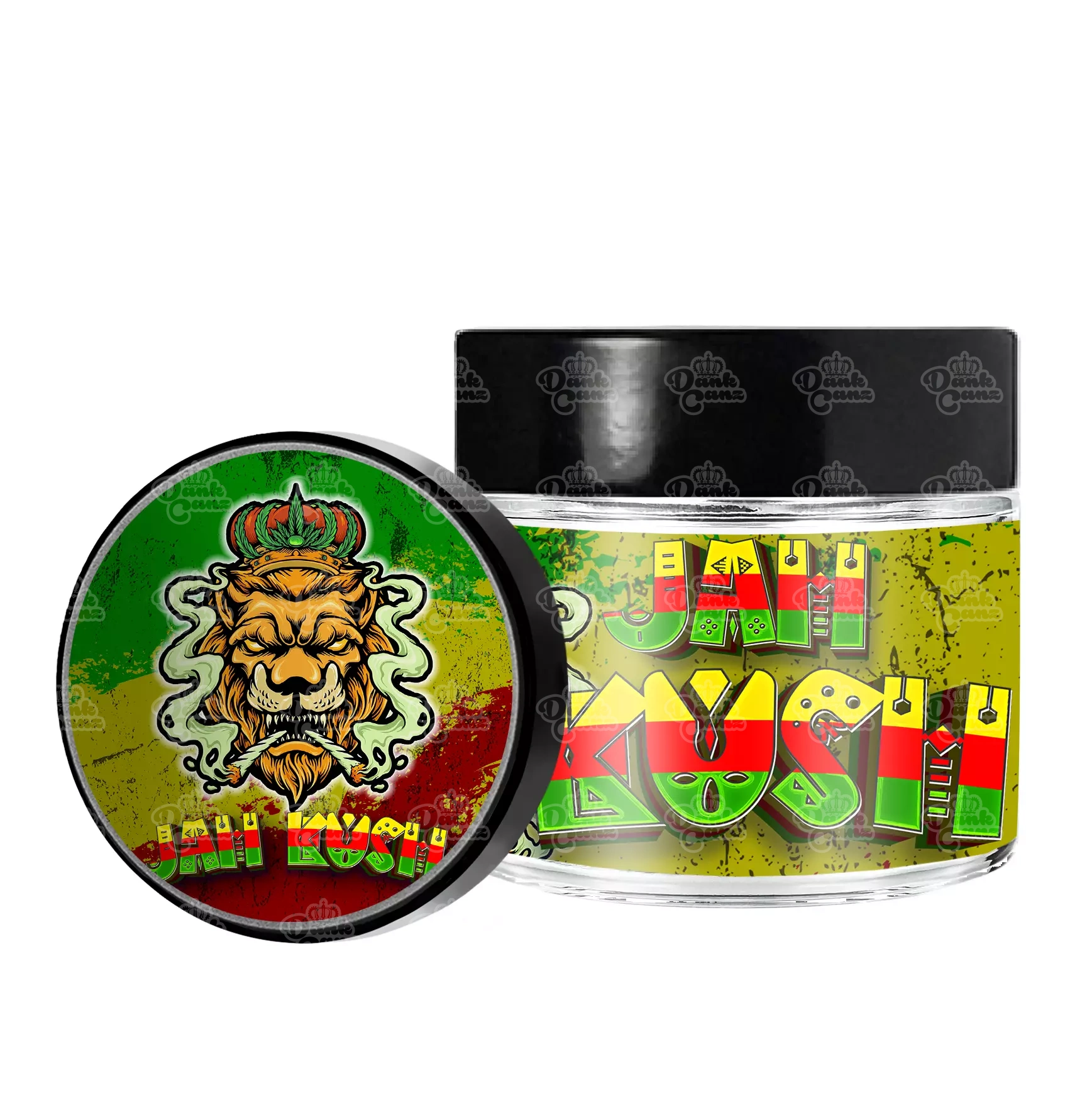 Jah Kush 3.5g/60ml Glass Jars - Labelled - DC Packaging Custom Cannabis Packaging