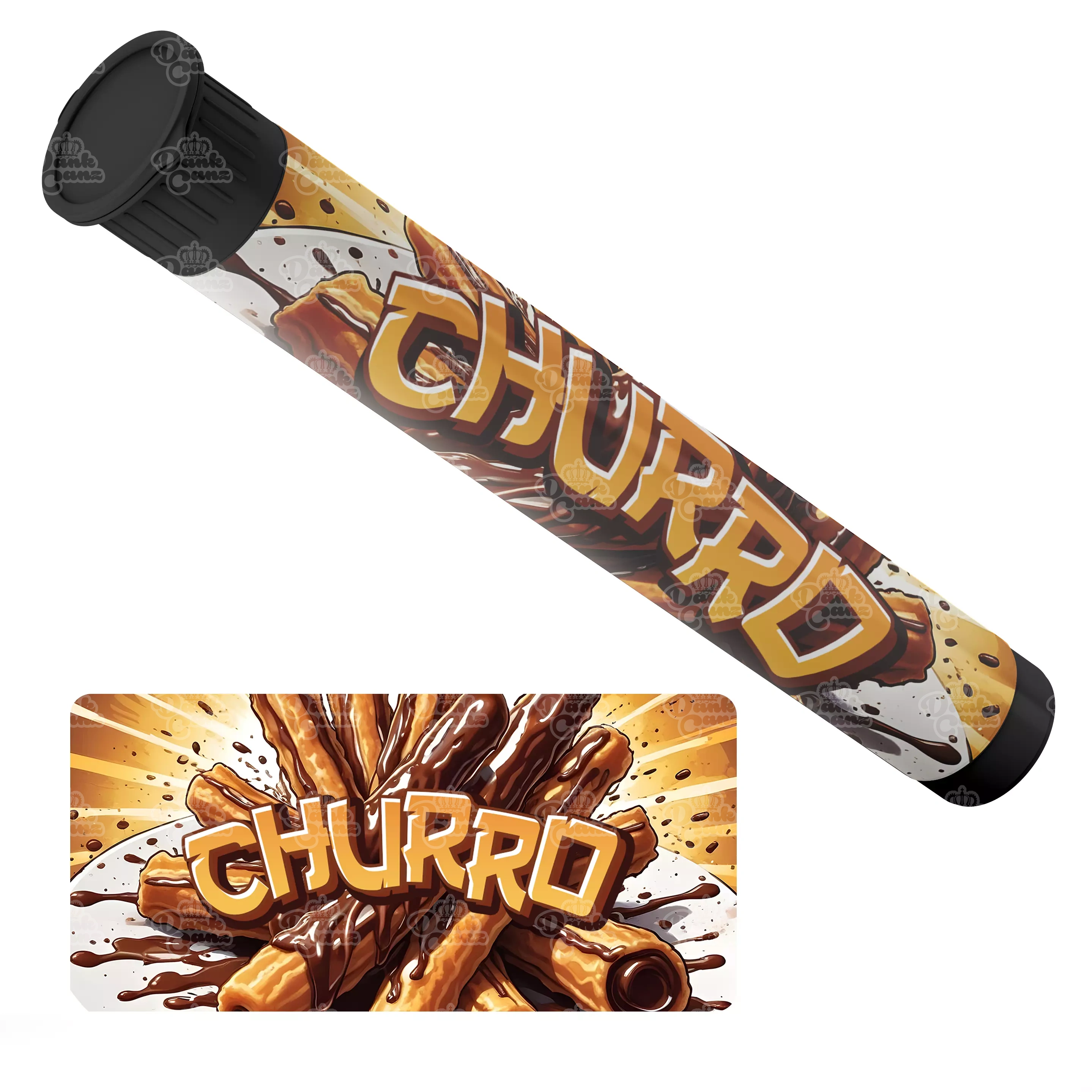 Churro Pre Roll Tubes - Labelled - DC Packaging Custom Cannabis Packaging