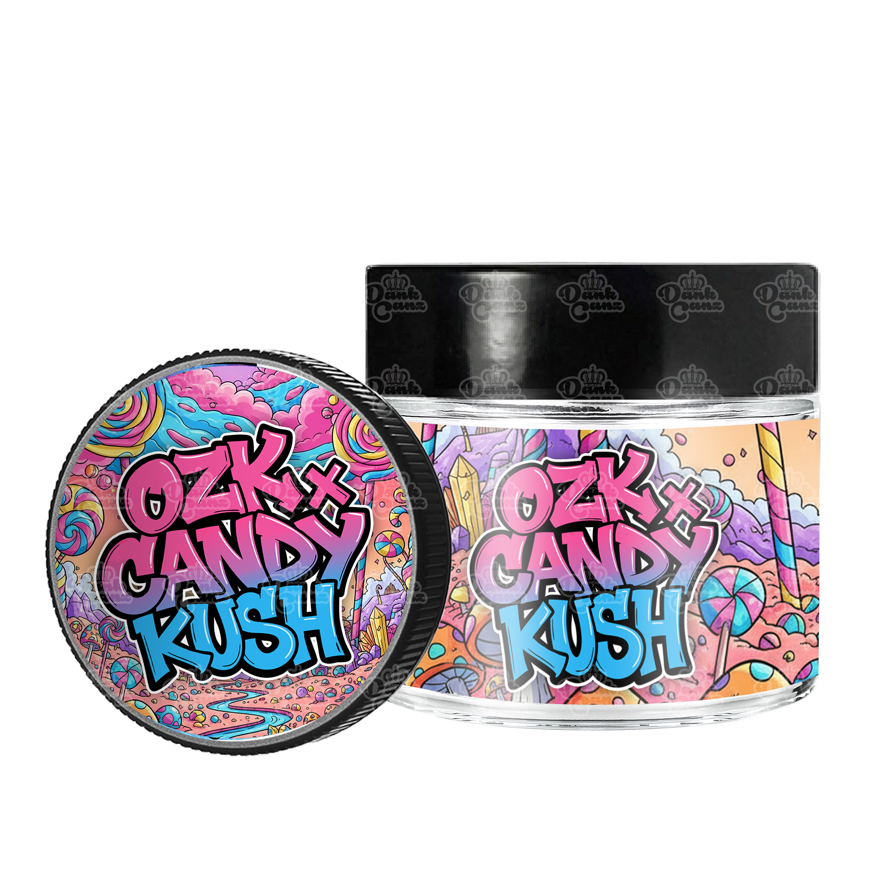 OZK x Candy Kush 3.5g/60ml Glass Jars - Labelled - DC Packaging Custom Cannabis Packaging