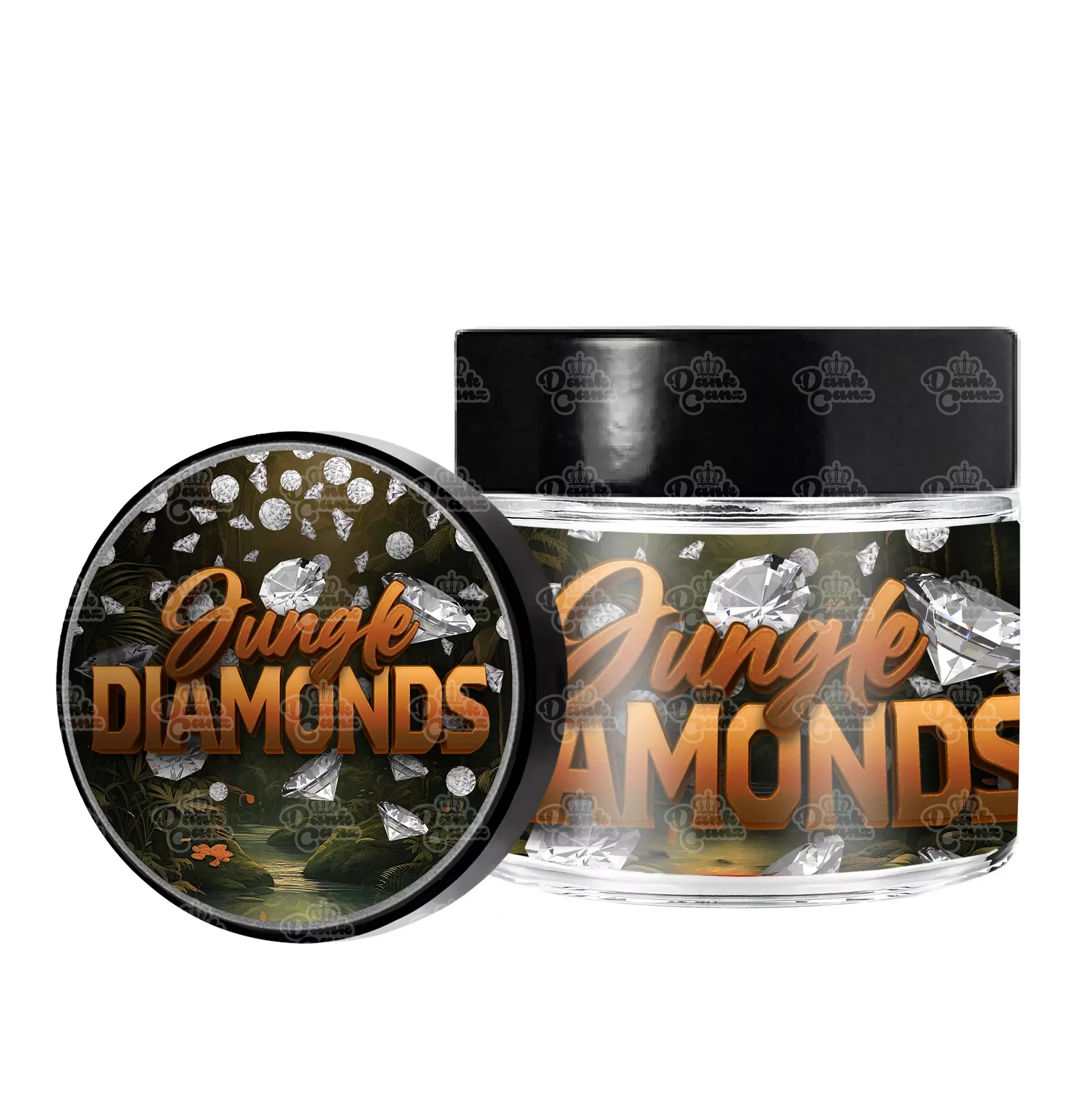 Jungle Diamonds 3.5g/60ml Glass Jars - Labelled - DC Packaging Custom Cannabis Packaging
