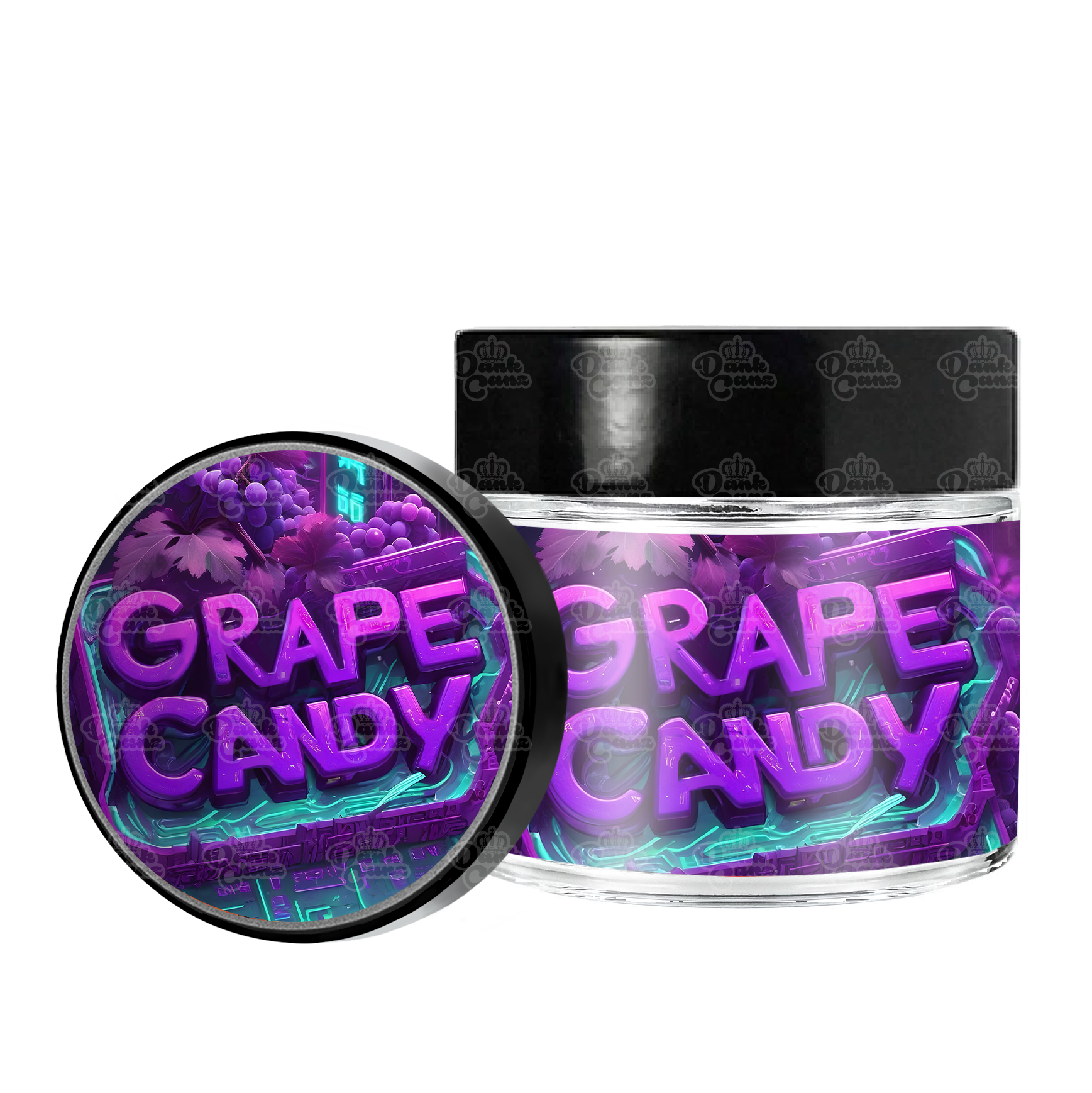 Grape Candy 3.5g/60ml Glass Jars - Labelled - DC Packaging Custom Cannabis Packaging
