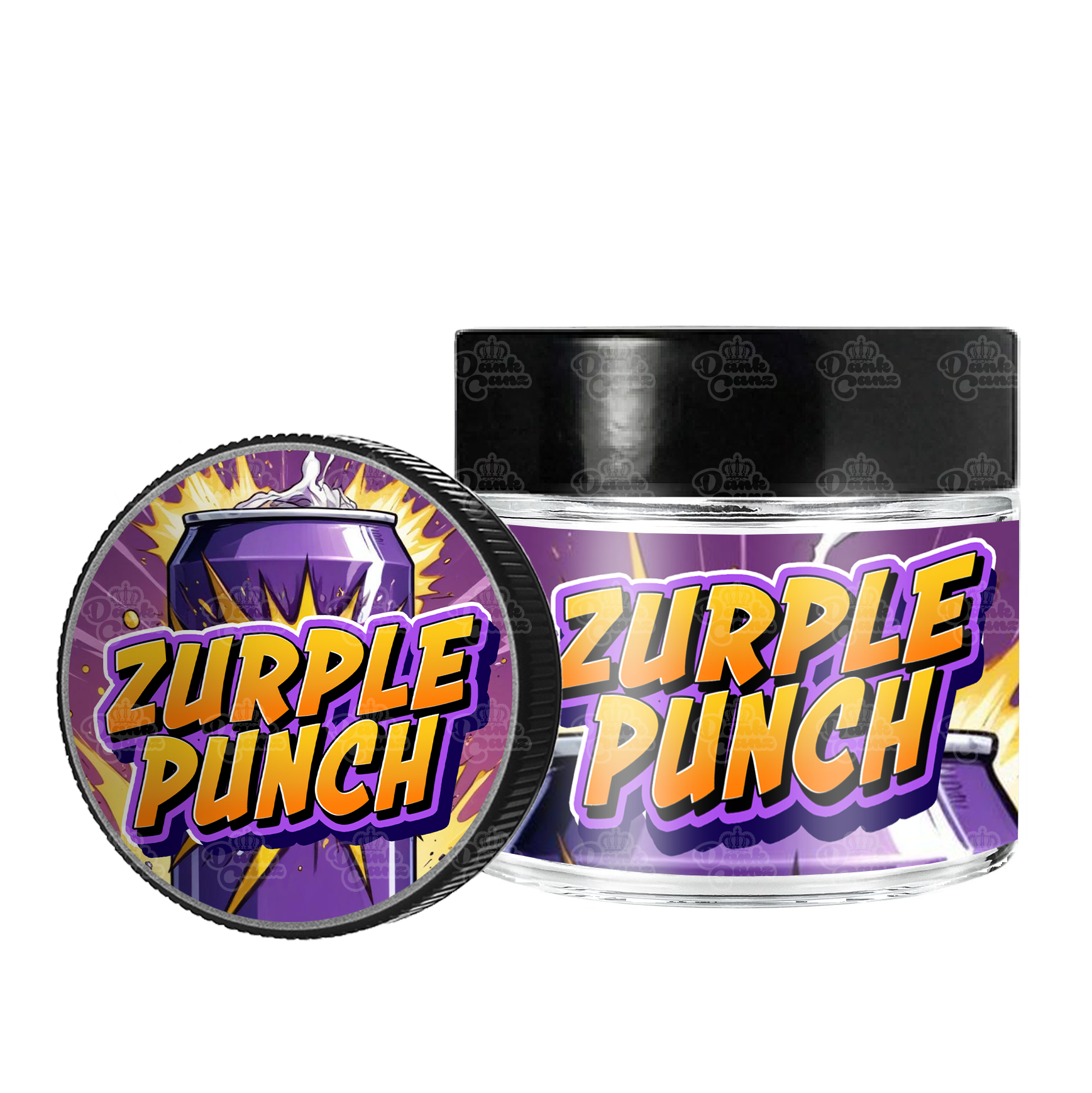 Zurple Punch 3.5g/60ml Glass Jars - Labelled - DC Packaging Custom Cannabis Packaging