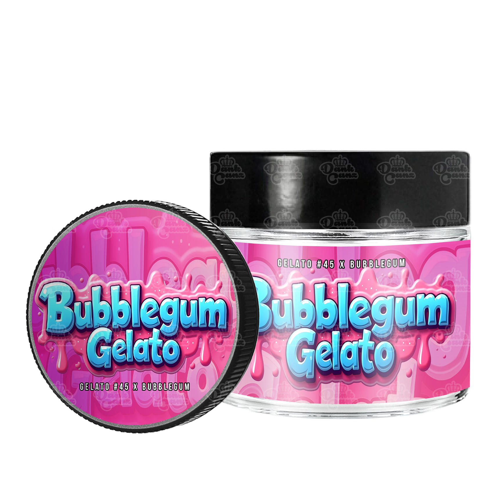 Bubblegum Gelato 3.5g/60ml Glass Jars - Labelled - DC Packaging Custom Cannabis Packaging
