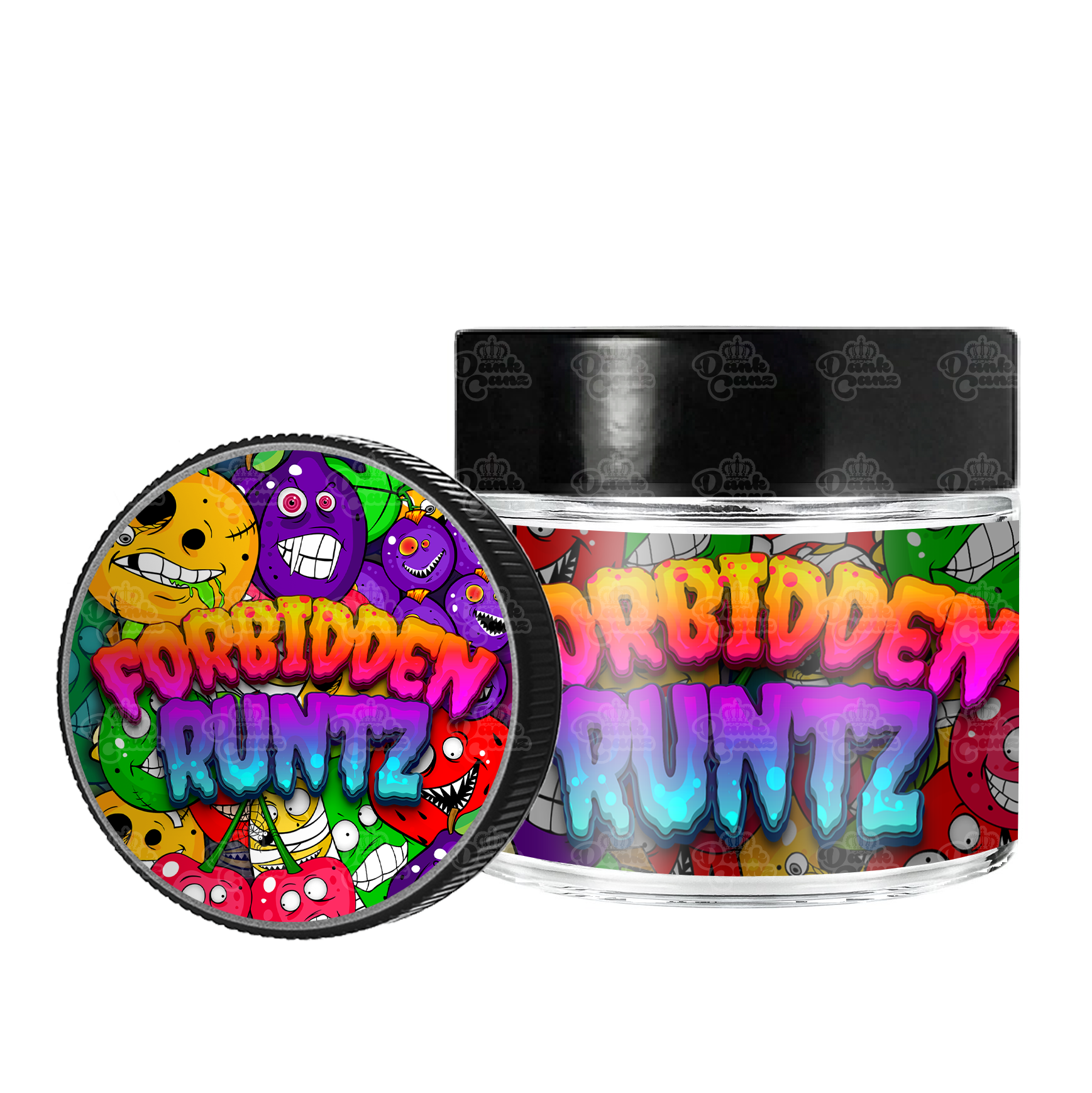 Forbidden Runtz 3.5g/60ml Glass Jars - Labelled - DC Packaging Custom Cannabis Packaging