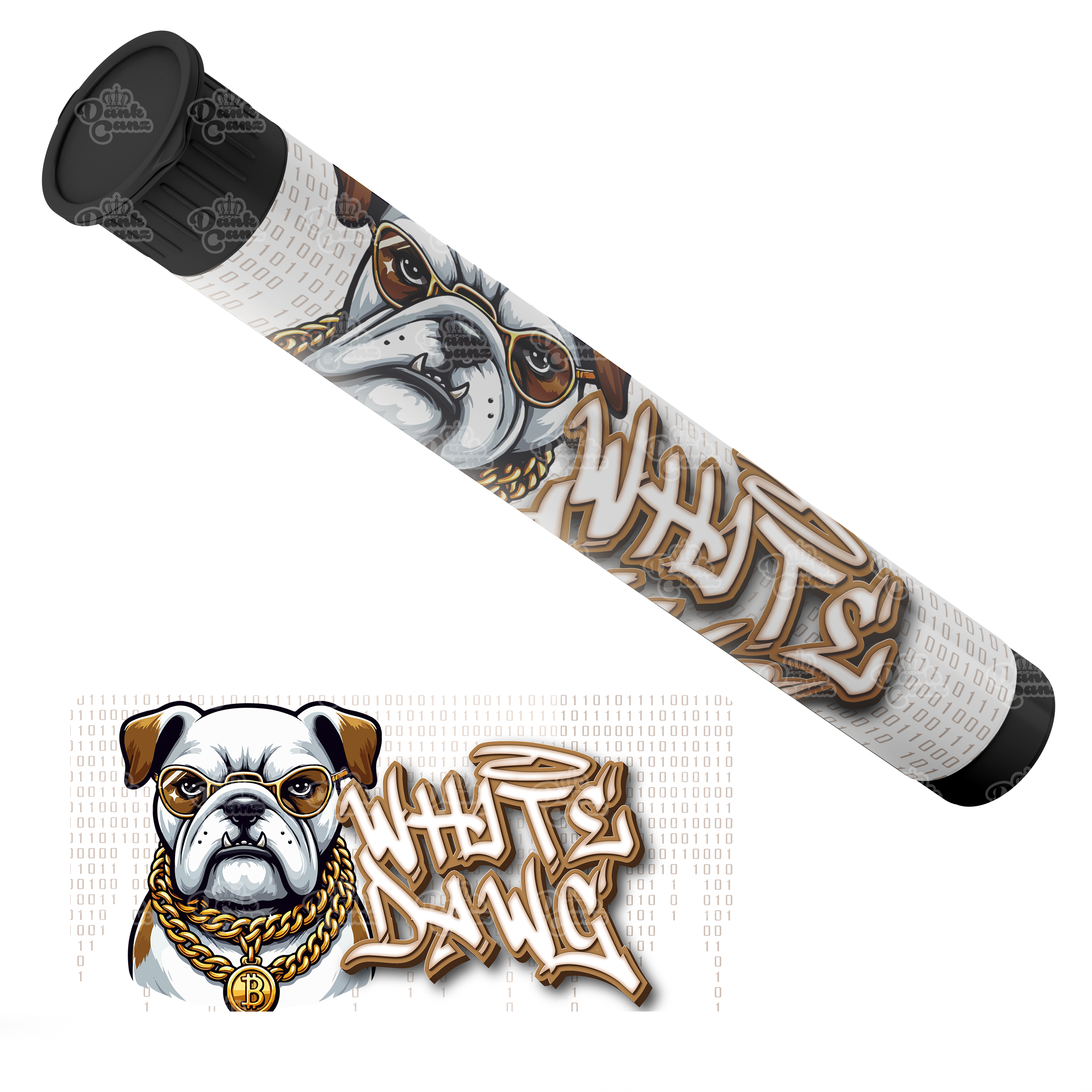 White Dawg Pre Roll Tubes - Labelled - DC Packaging Custom Cannabis Packaging