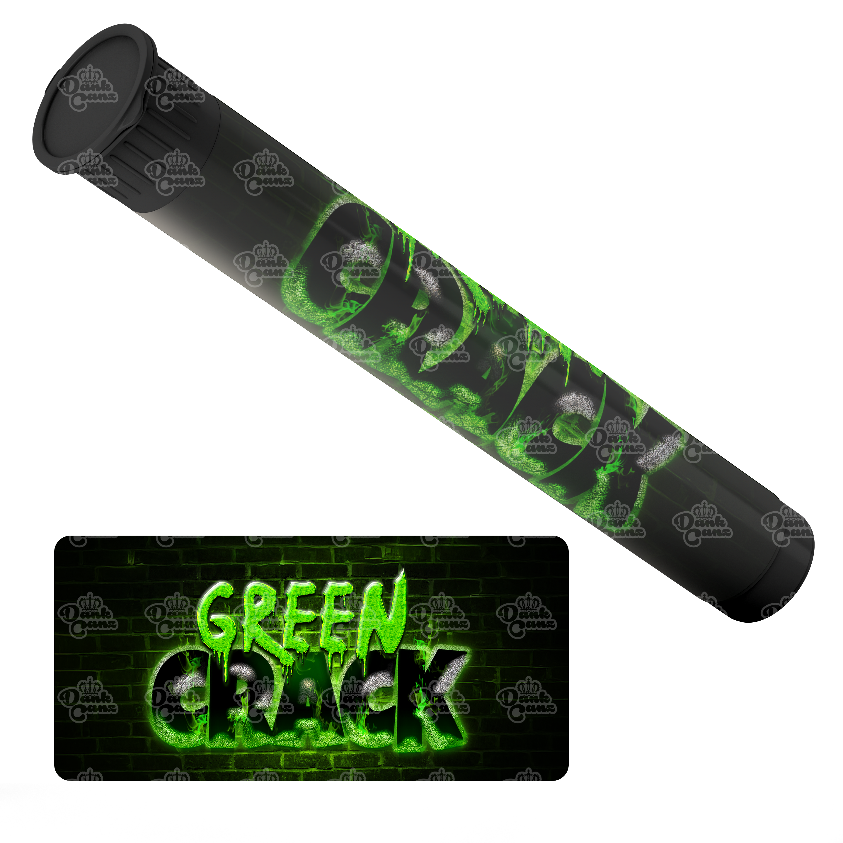 Green Crack Pre Roll Tubes - Labelled - DC Packaging Custom Cannabis Packaging
