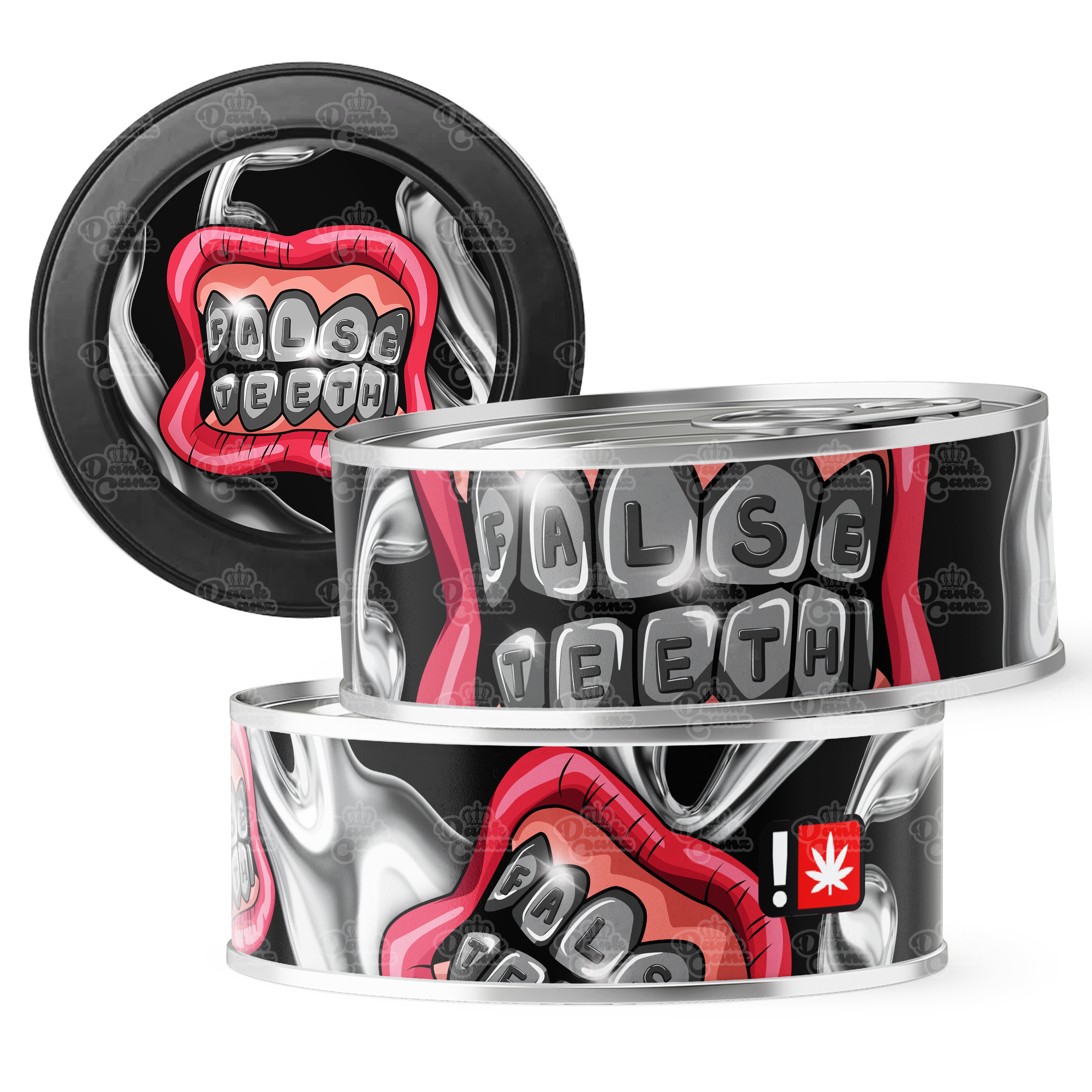 False Teeth 3.5g Self Seal Tins - DC Packaging Custom Cannabis Packaging