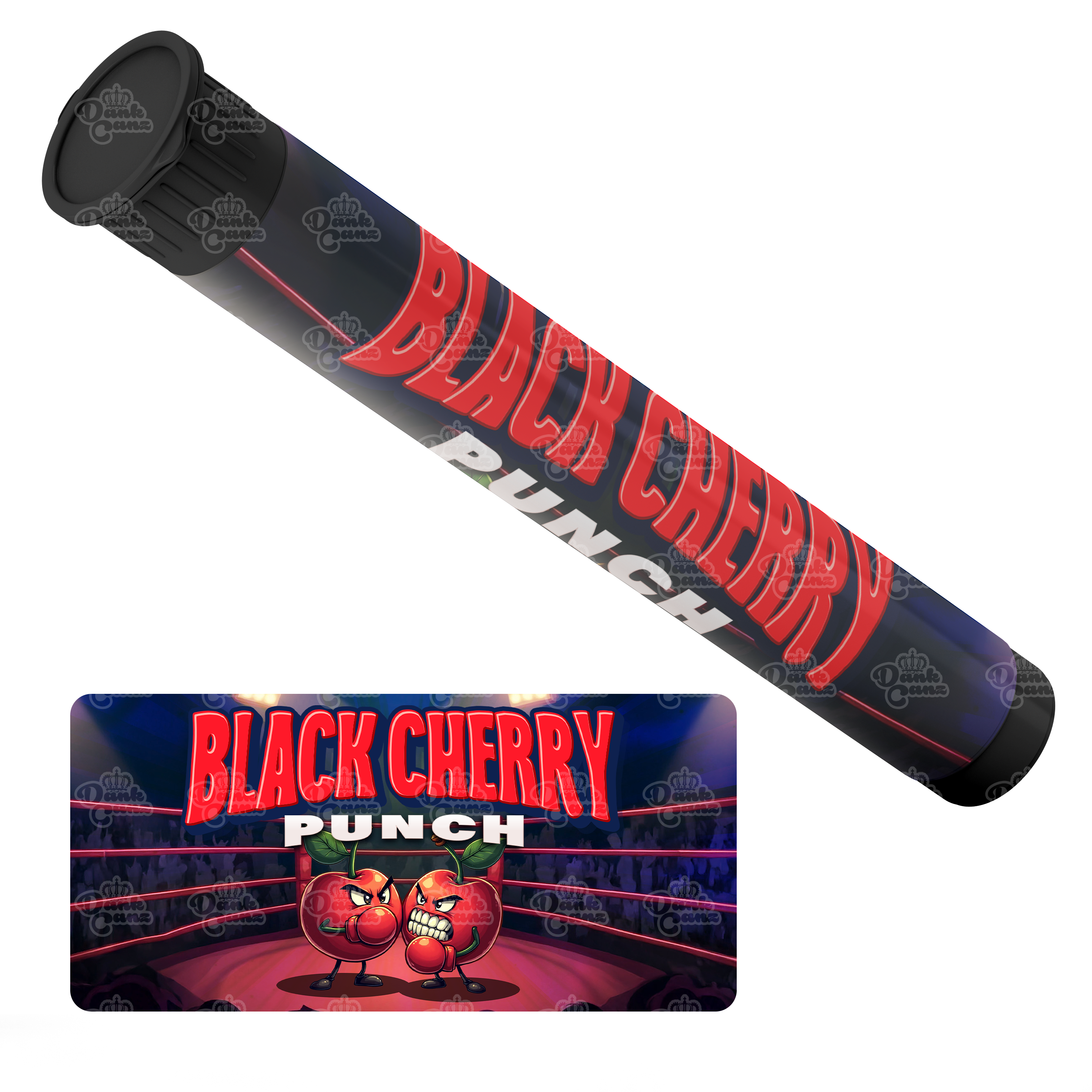 Black Cherry Punch Pre Roll Tubes - Labelled - DC Packaging Custom Cannabis Packaging