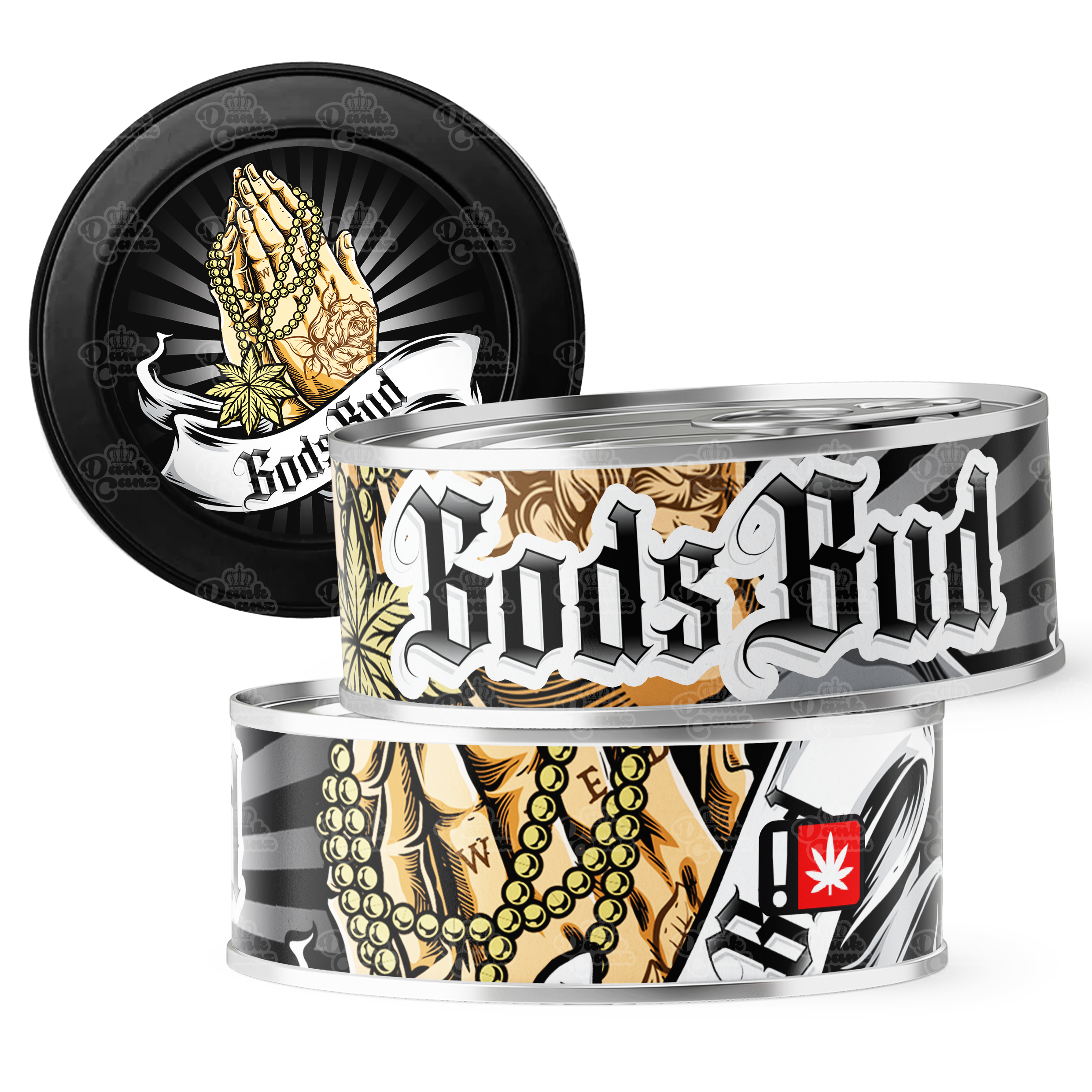 Gods Bud 3.5g Self Seal Tins - DC Packaging Custom Cannabis Packaging