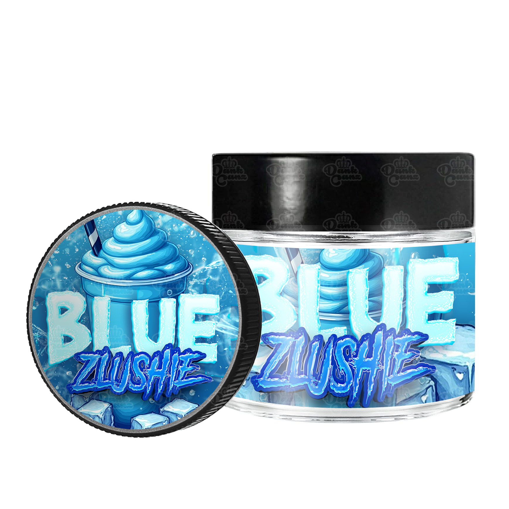 Blue Zlushie 3.5g/60ml Glass Jars - Labelled - DC Packaging Custom Cannabis Packaging