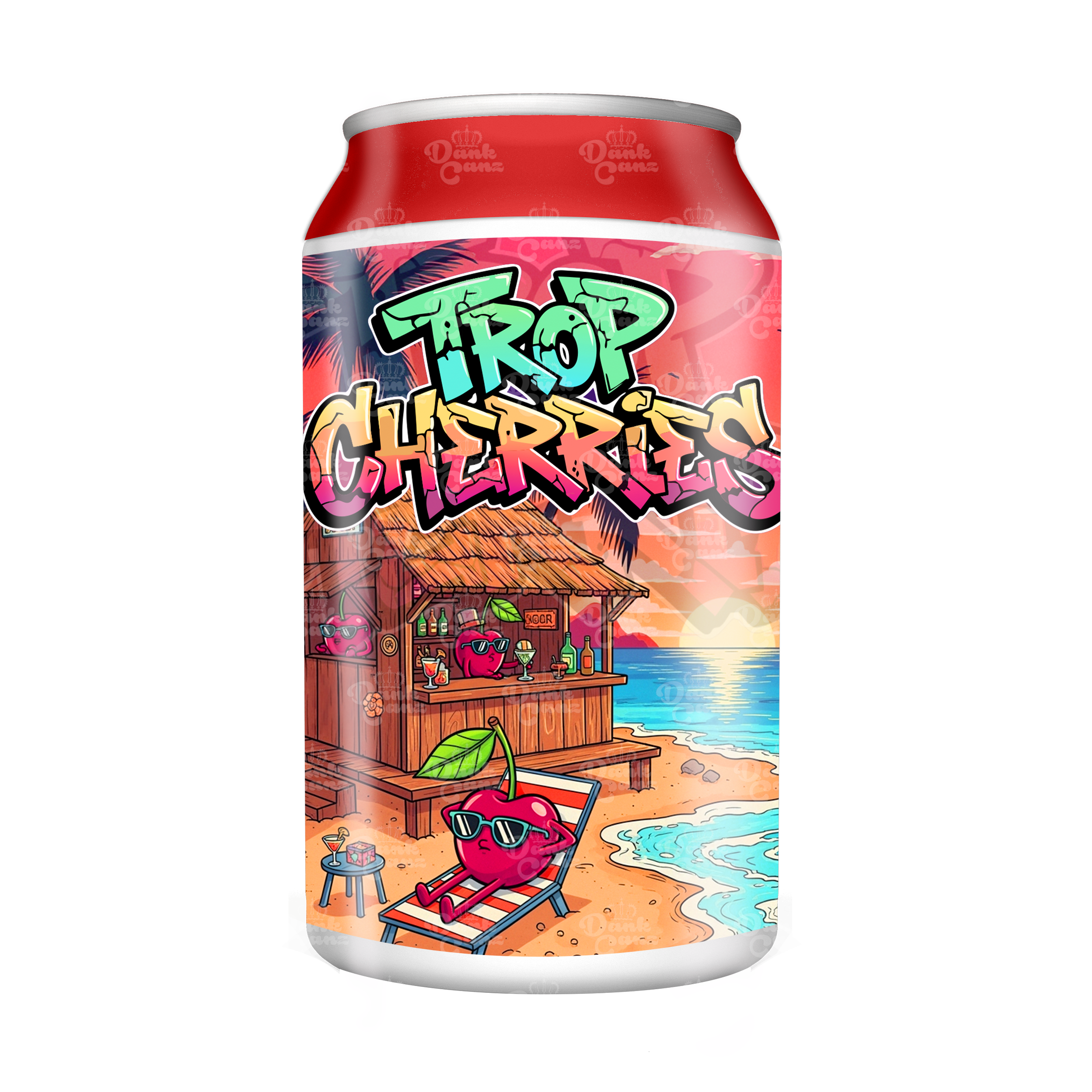 Trop Cherries 3.5g Plastic Soda Cans - DC Packaging Custom Cannabis Packaging