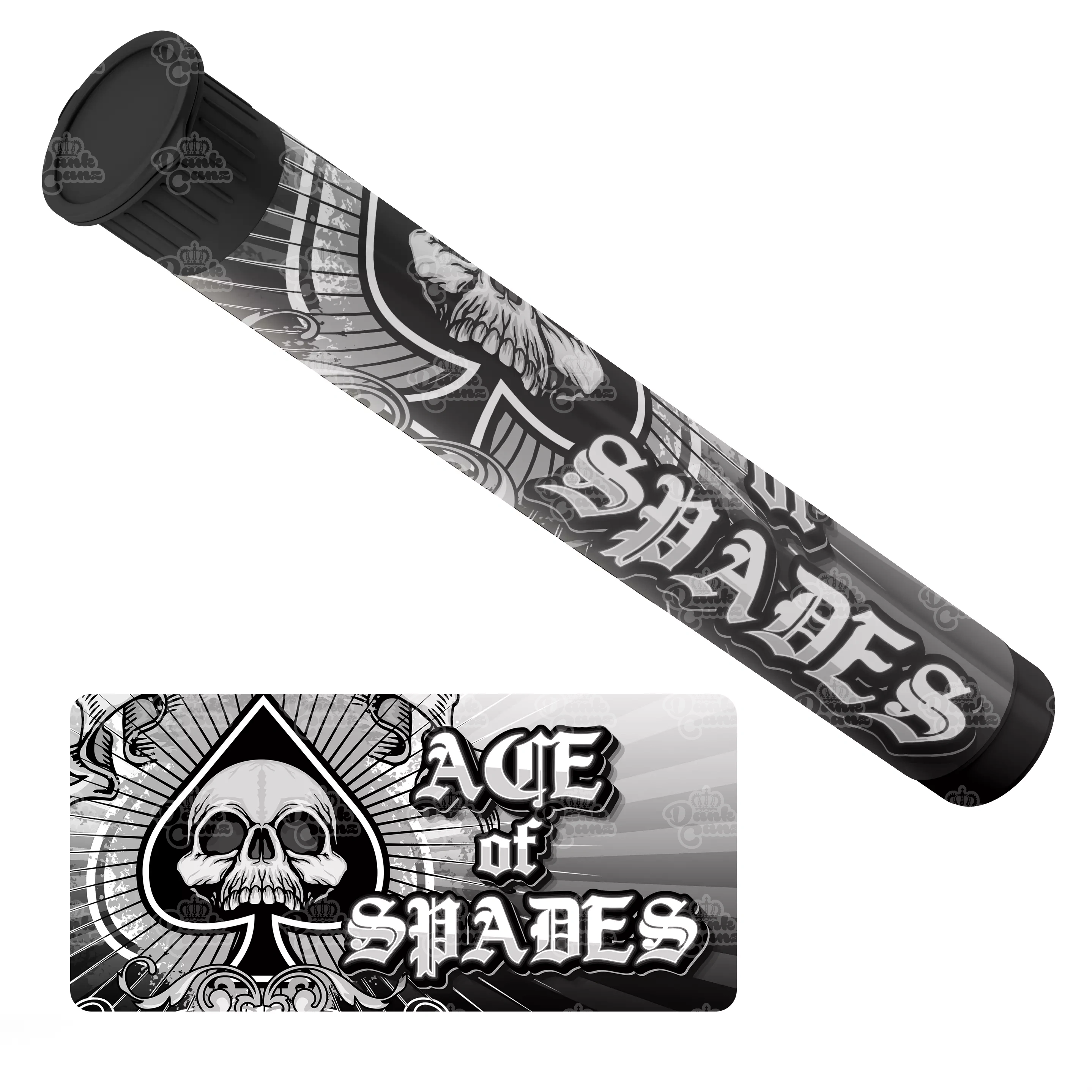 Ace of Spades Pre Roll Tubes - Labelled - DC Packaging Custom Cannabis Packaging
