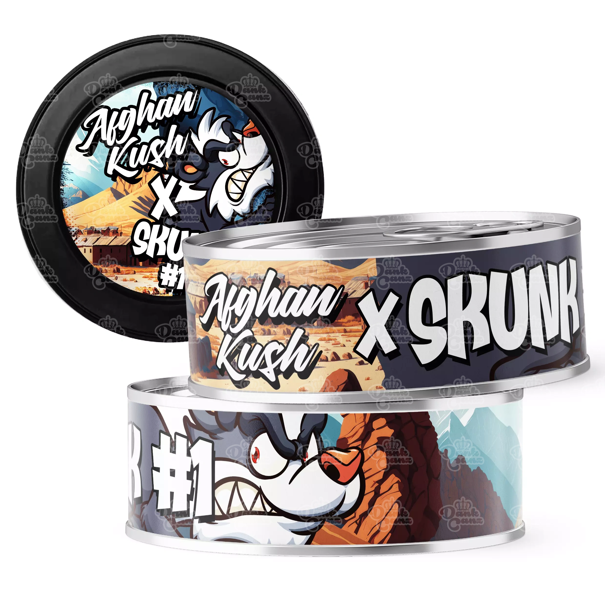 Afghan Kush x Skunk 1 3.5g Self Seal Tins - DC Packaging Custom Cannabis Packaging