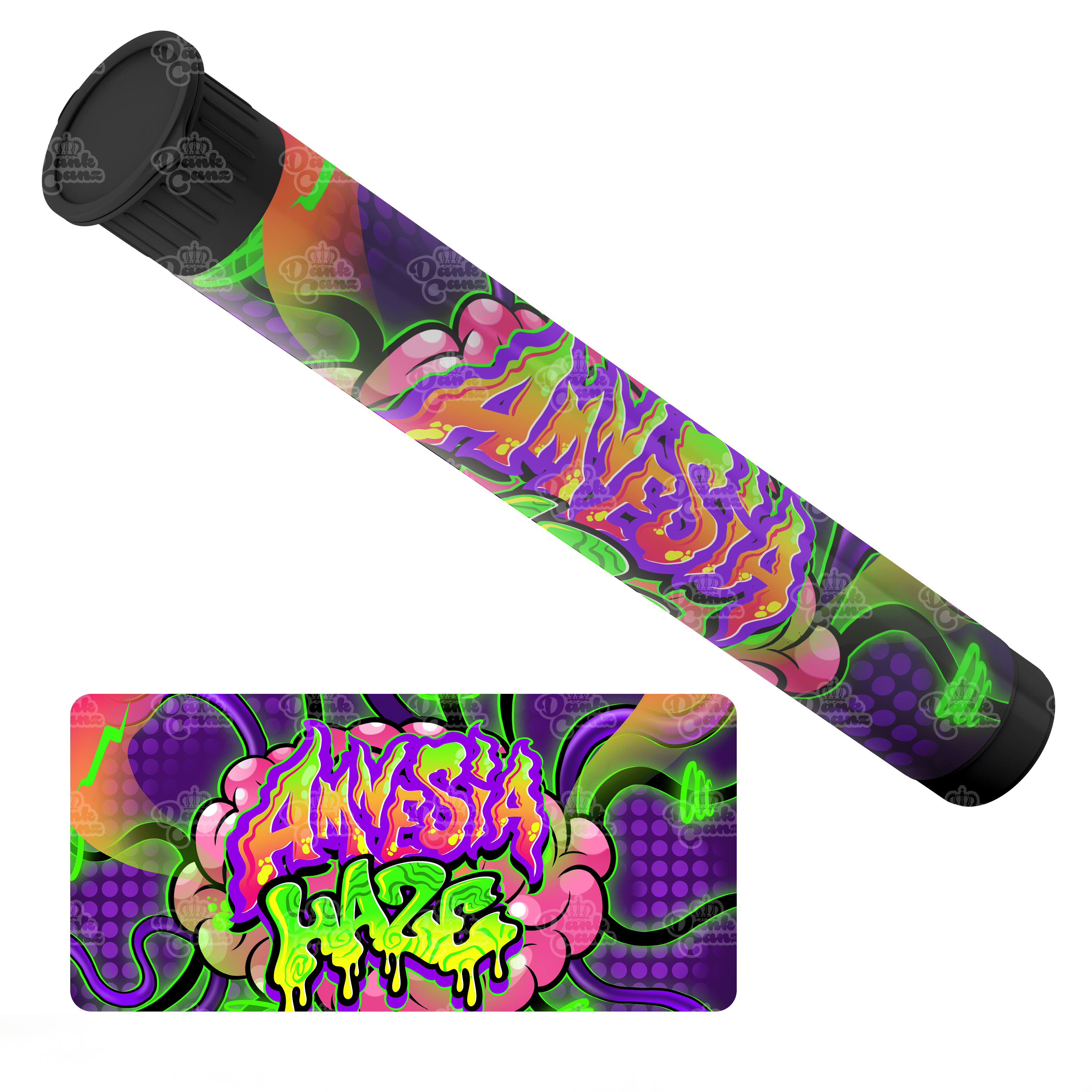 Amnesia Haze Pre Roll Tubes - Labelled - DC Packaging Custom Cannabis Packaging