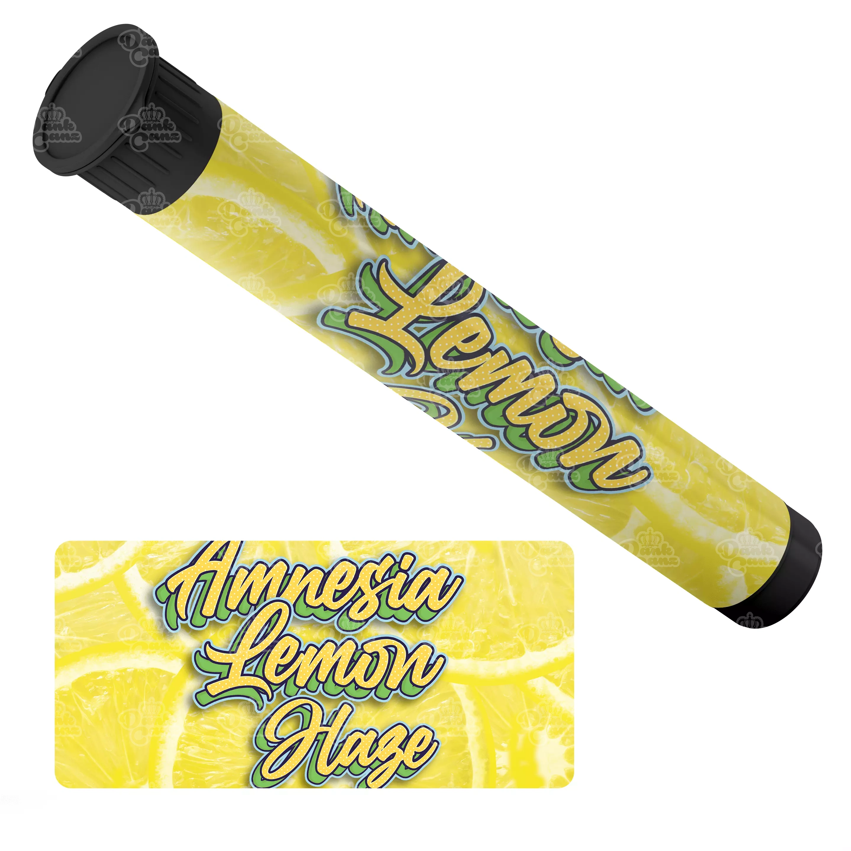 Amnesia Lemon Haze Pre Roll Tubes - Labelled - DC Packaging Custom Cannabis Packaging
