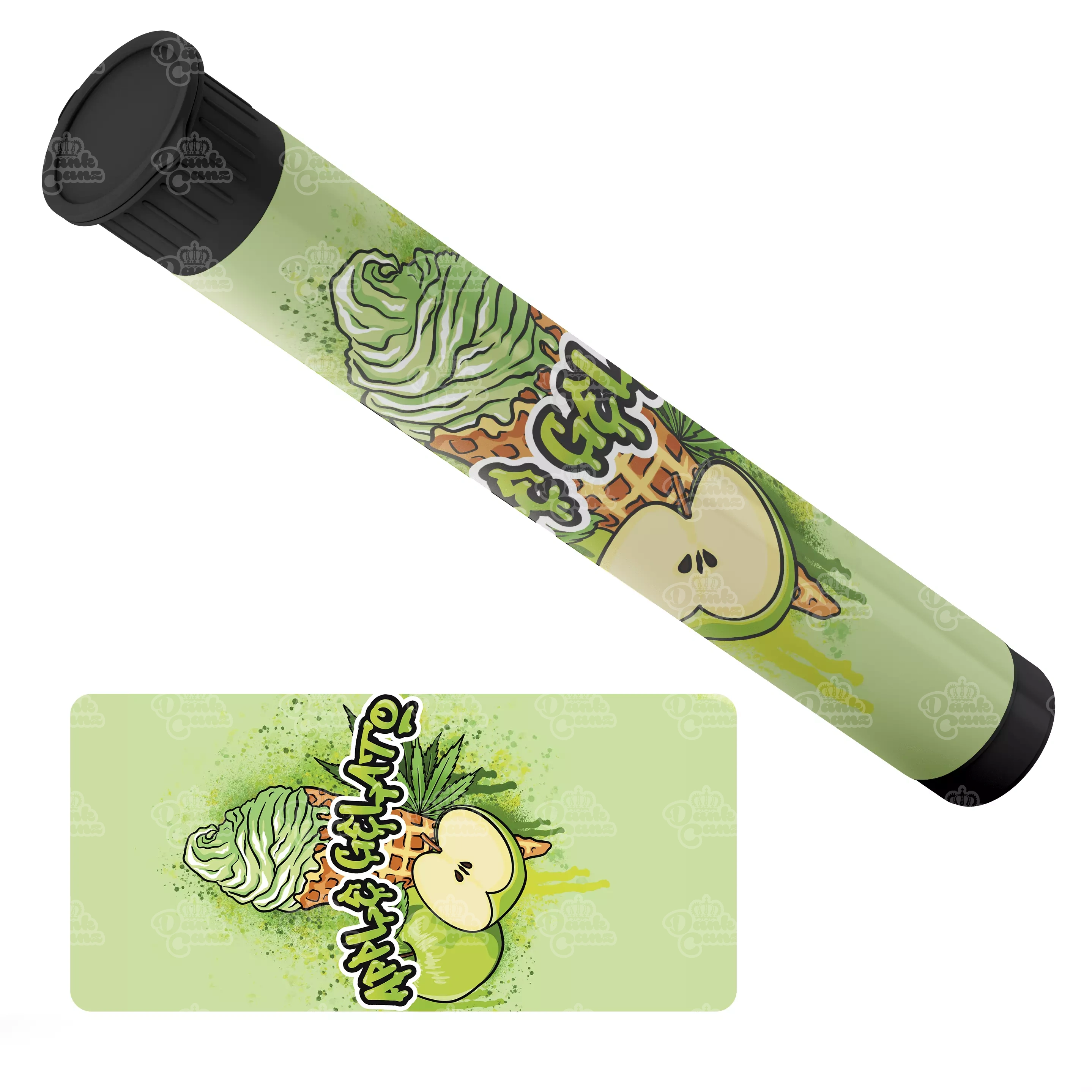 Apple Gelato Pre Roll Tubes - Labelled - DC Packaging Custom Cannabis Packaging