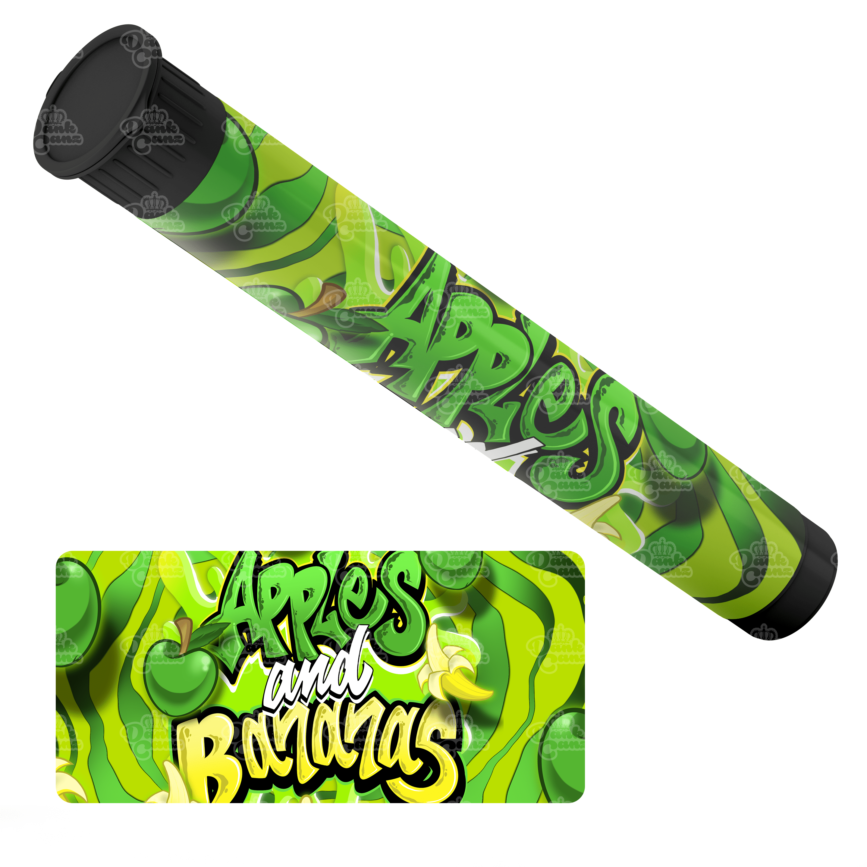Apples & Bananas Pre Roll Tubes - Labelled - DC Packaging Custom Cannabis Packaging