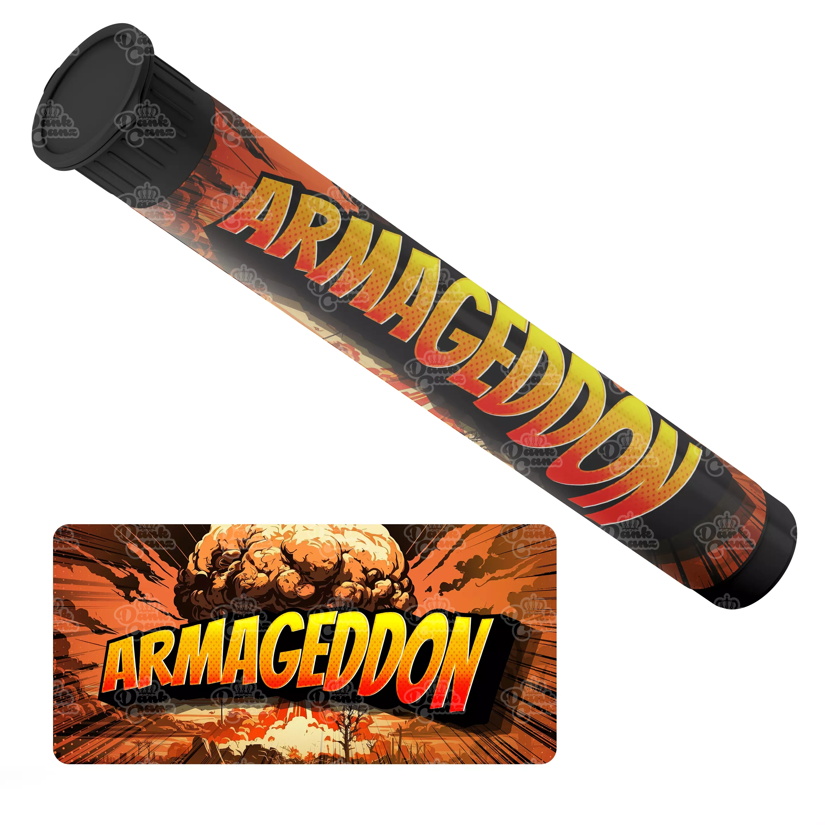 Armageddon Pre Roll Tubes - Labelled - DC Packaging Custom Cannabis Packaging