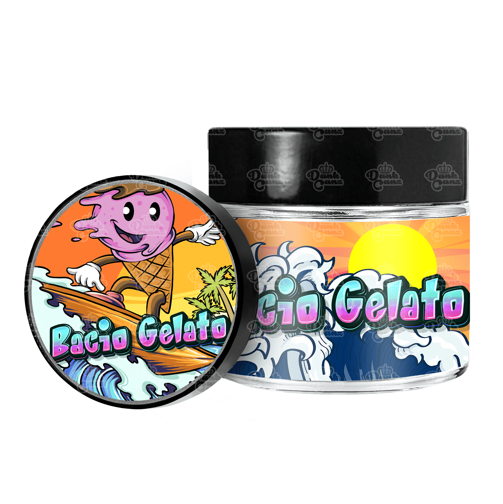 Bacio Gelato 3.5g/60ml Glass Jars - Labelled - DC Packaging Custom Cannabis Packaging