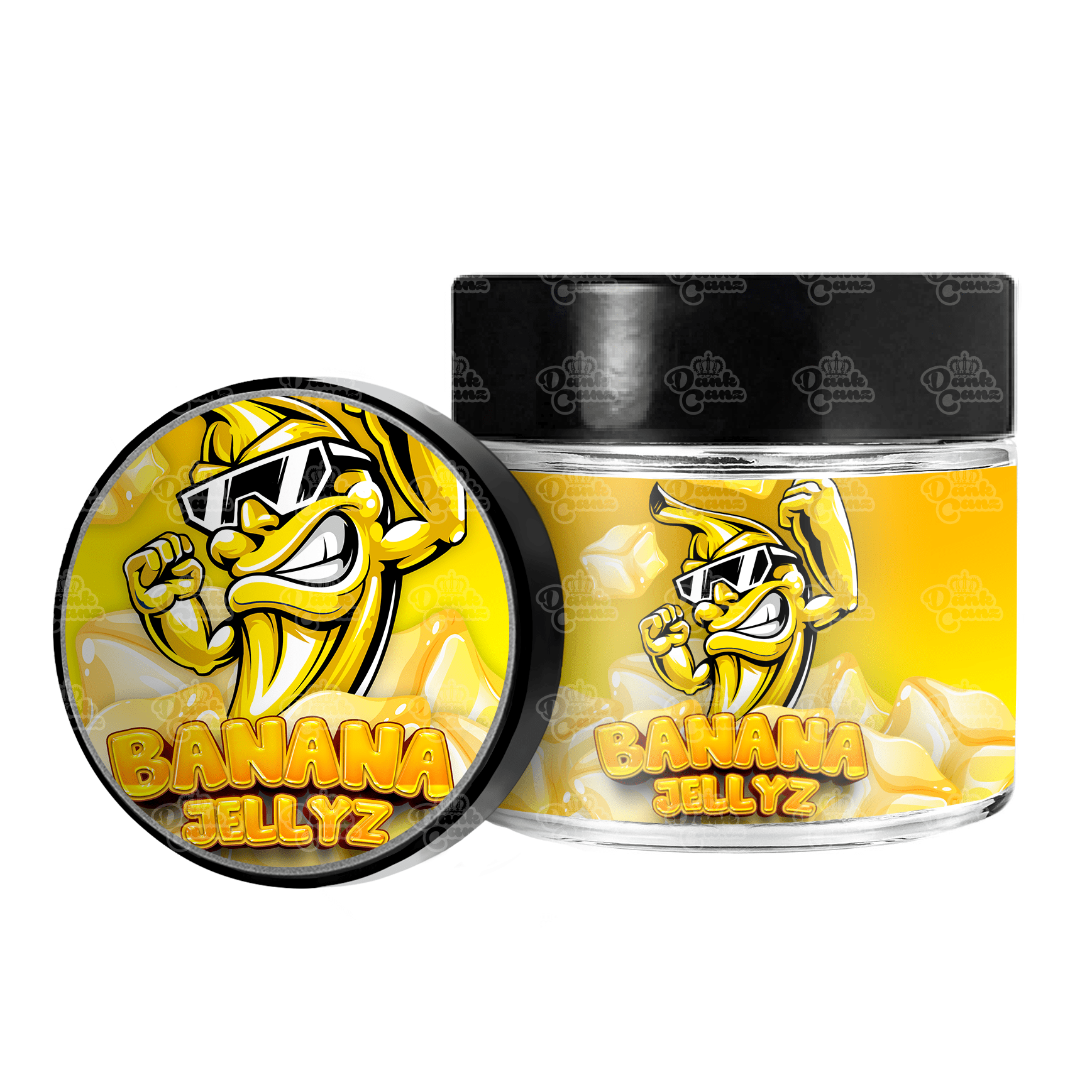 Banana Jellyz 3.5g/60ml Glass Jars - Labelled - DC Packaging Custom Cannabis Packaging
