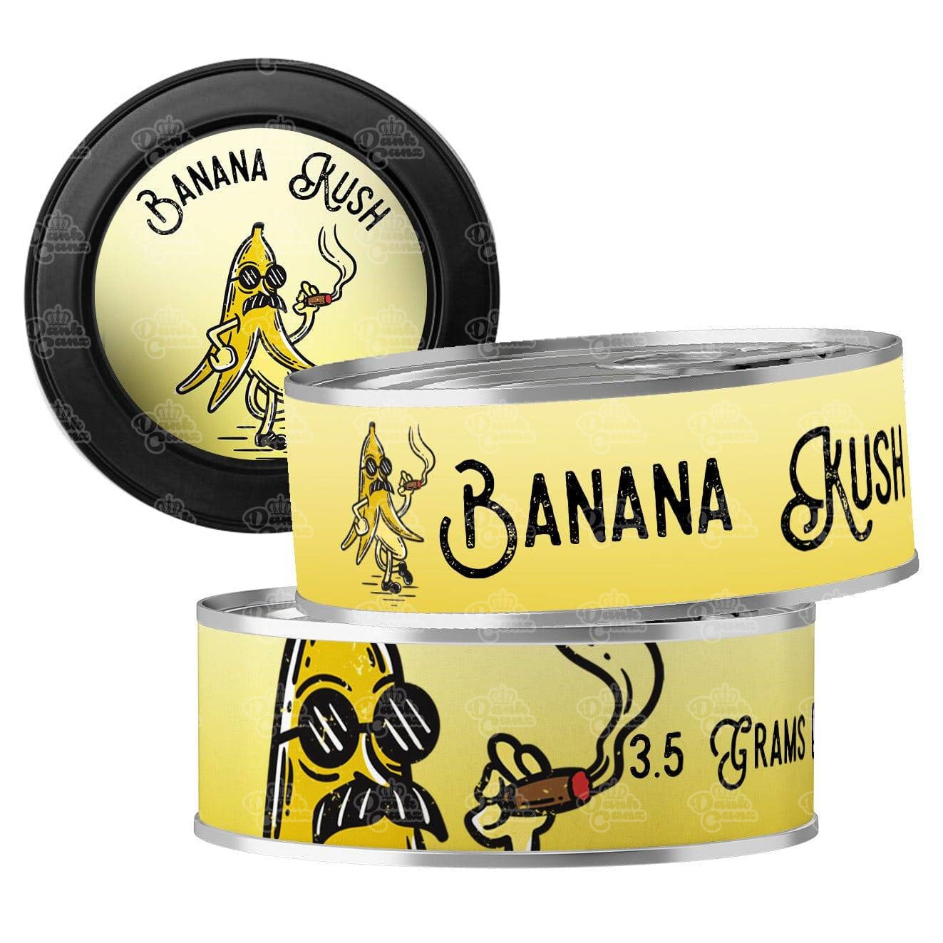 Banana Kush 3.5g Self Seal Tins - DC Packaging Custom Cannabis Packaging