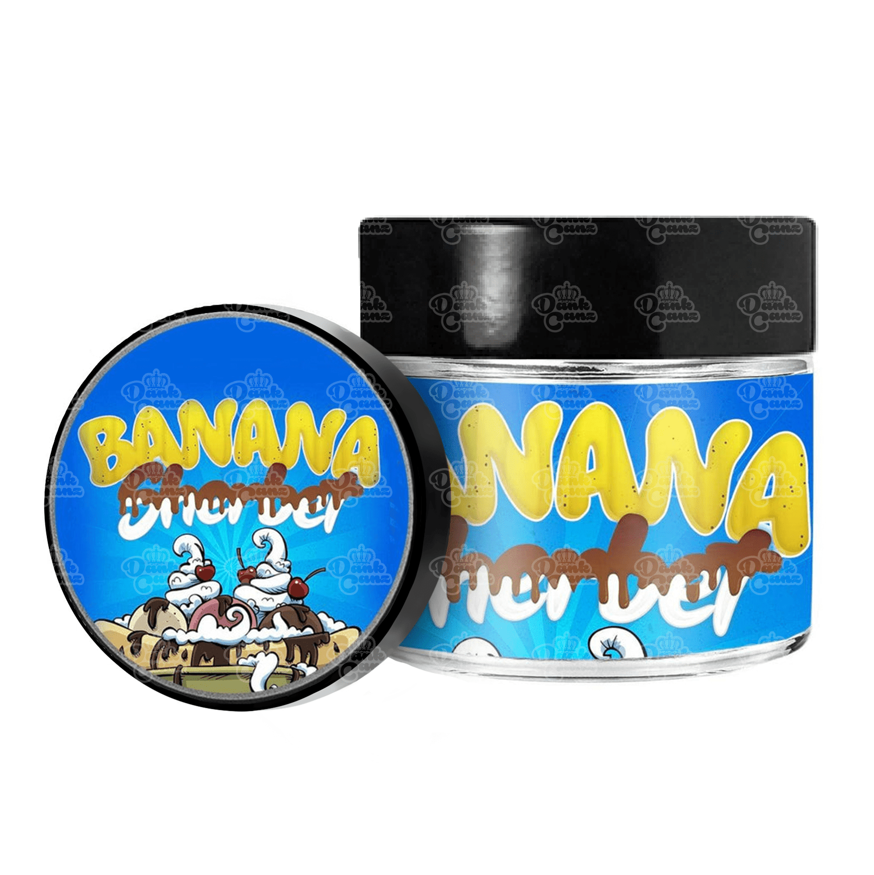Banana Sherbet 3.5g/60ml Glass Jars - Labelled - DC Packaging Custom Cannabis Packaging