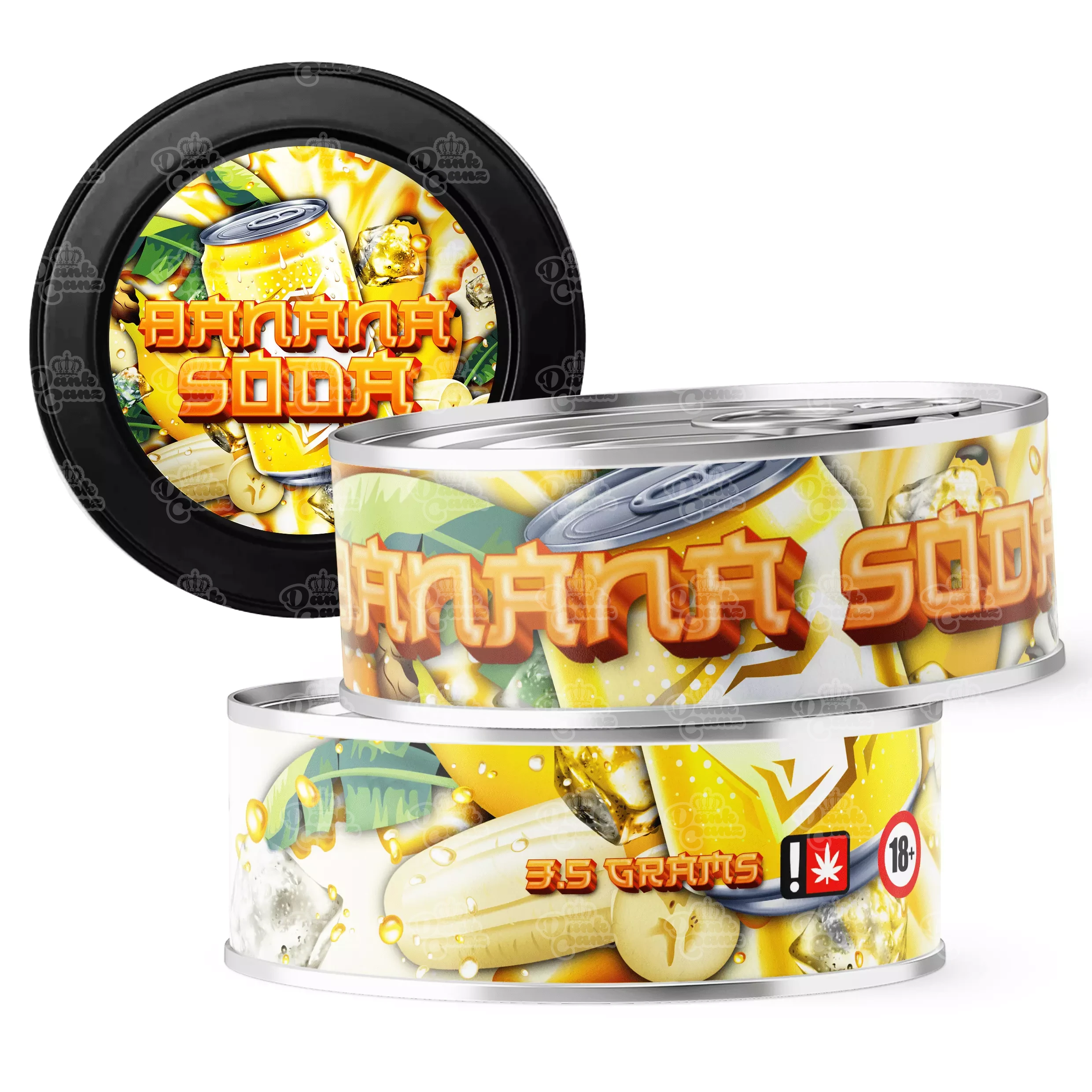 Banana Soda 3.5g Self Seal Tins - DC Packaging Custom Cannabis Packaging