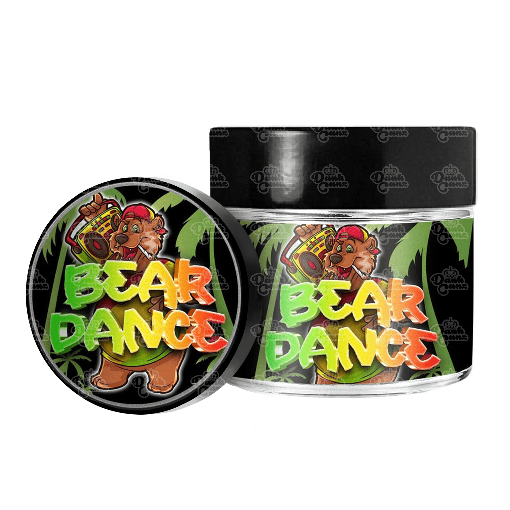 Bear Dance 3.5g/60ml Glass Jars - Labelled - DC Packaging Custom Cannabis Packaging