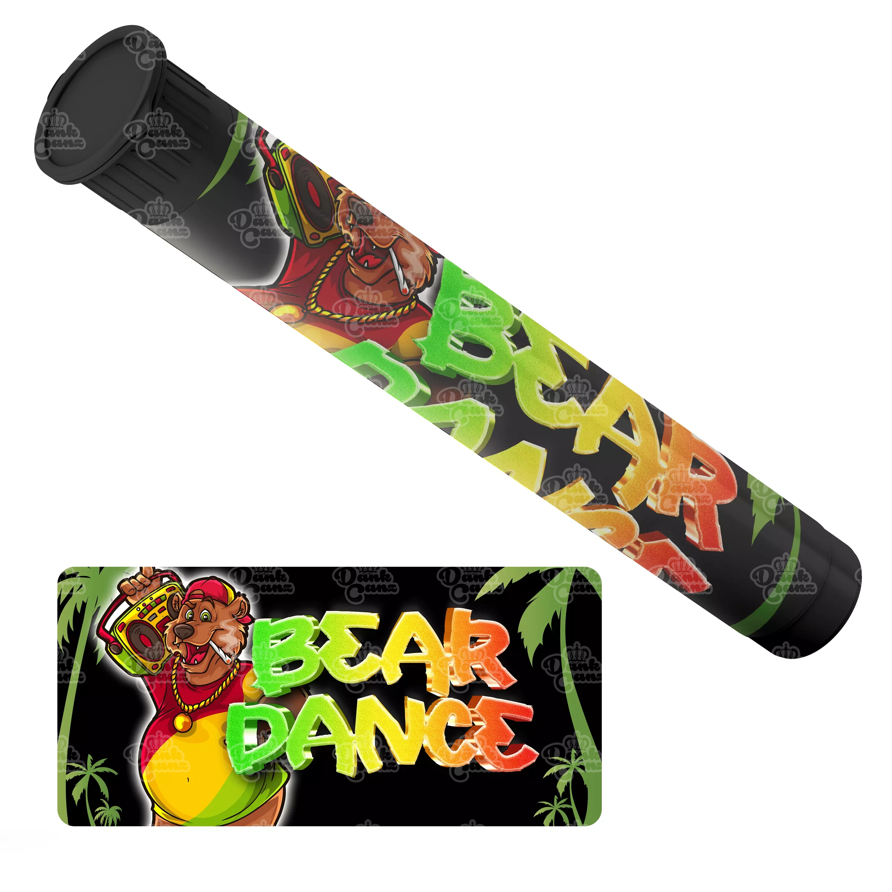 Bear Dance Pre Roll Tubes - Labelled - DC Packaging Custom Cannabis Packaging