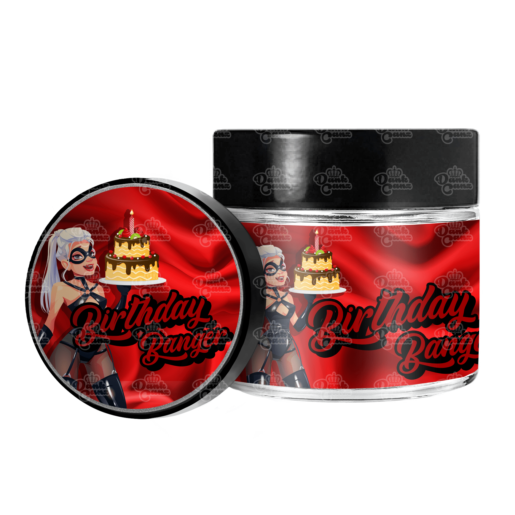 Birthday Banger 3.5g/60ml Glass Jars - Labelled - DC Packaging Custom Cannabis Packaging