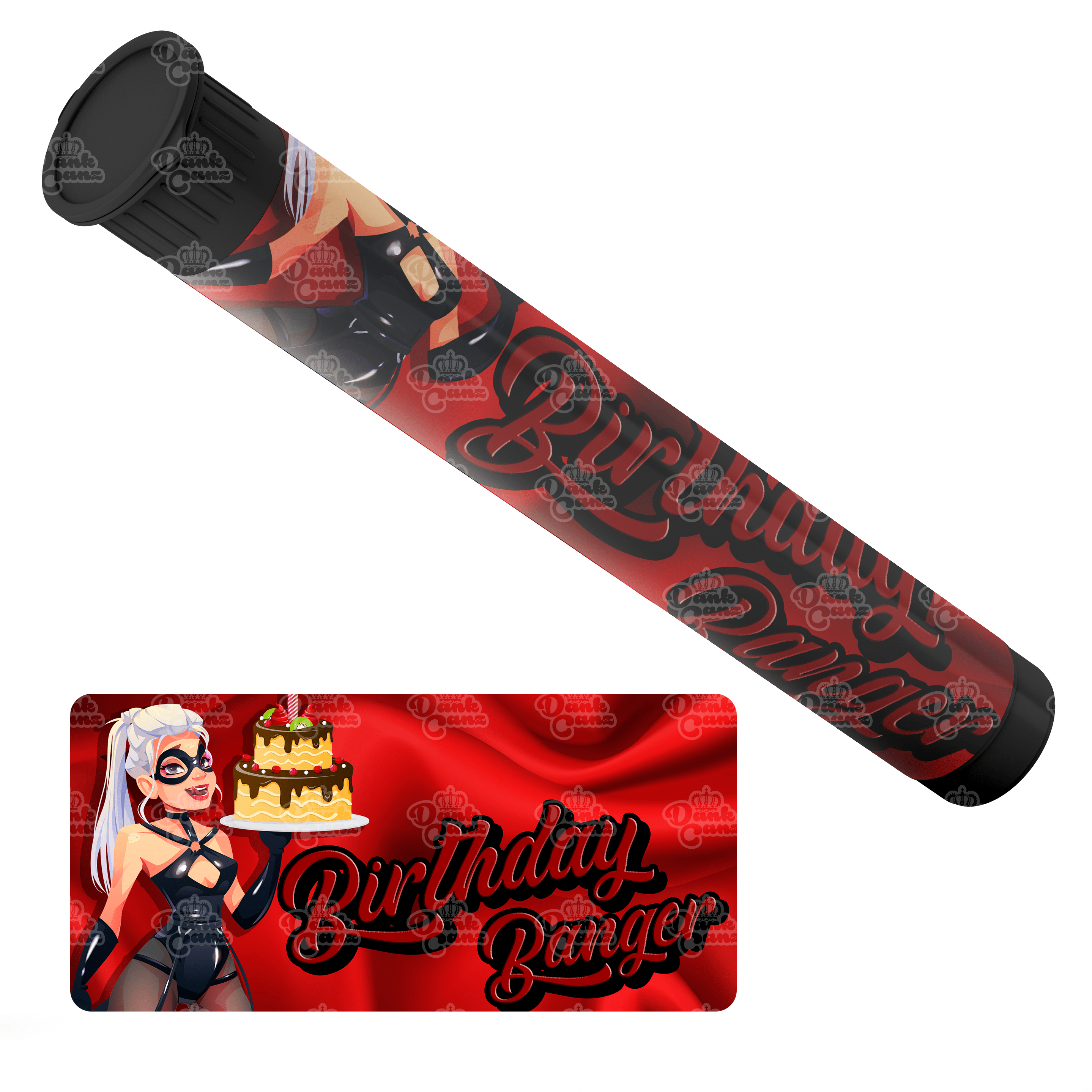 Birthday Banger Pre Roll Tubes - Labelled - DC Packaging Custom Cannabis Packaging