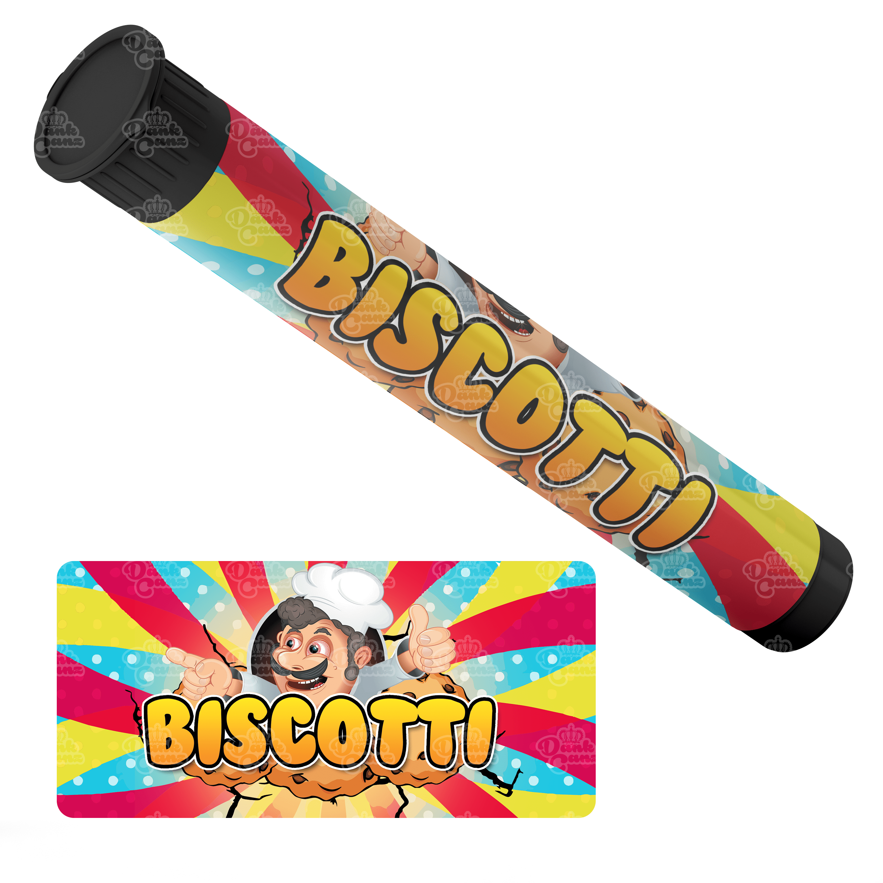 Biscotti Pre Roll Tubes - Labelled - DC Packaging Custom Cannabis Packaging