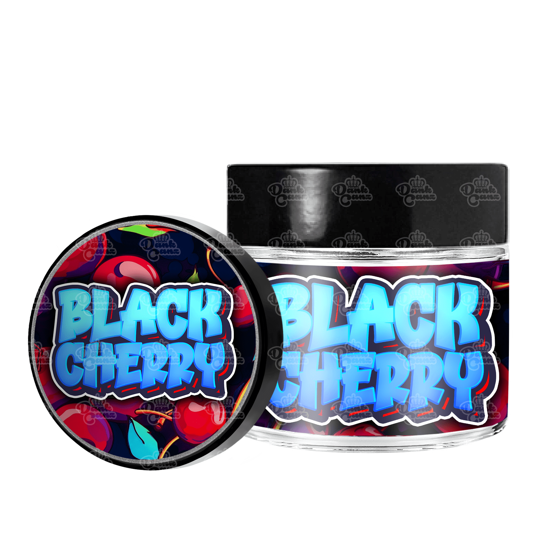 Black Cherry 3.5g/60ml Glass Jars - Labelled - DC Packaging Custom Cannabis Packaging