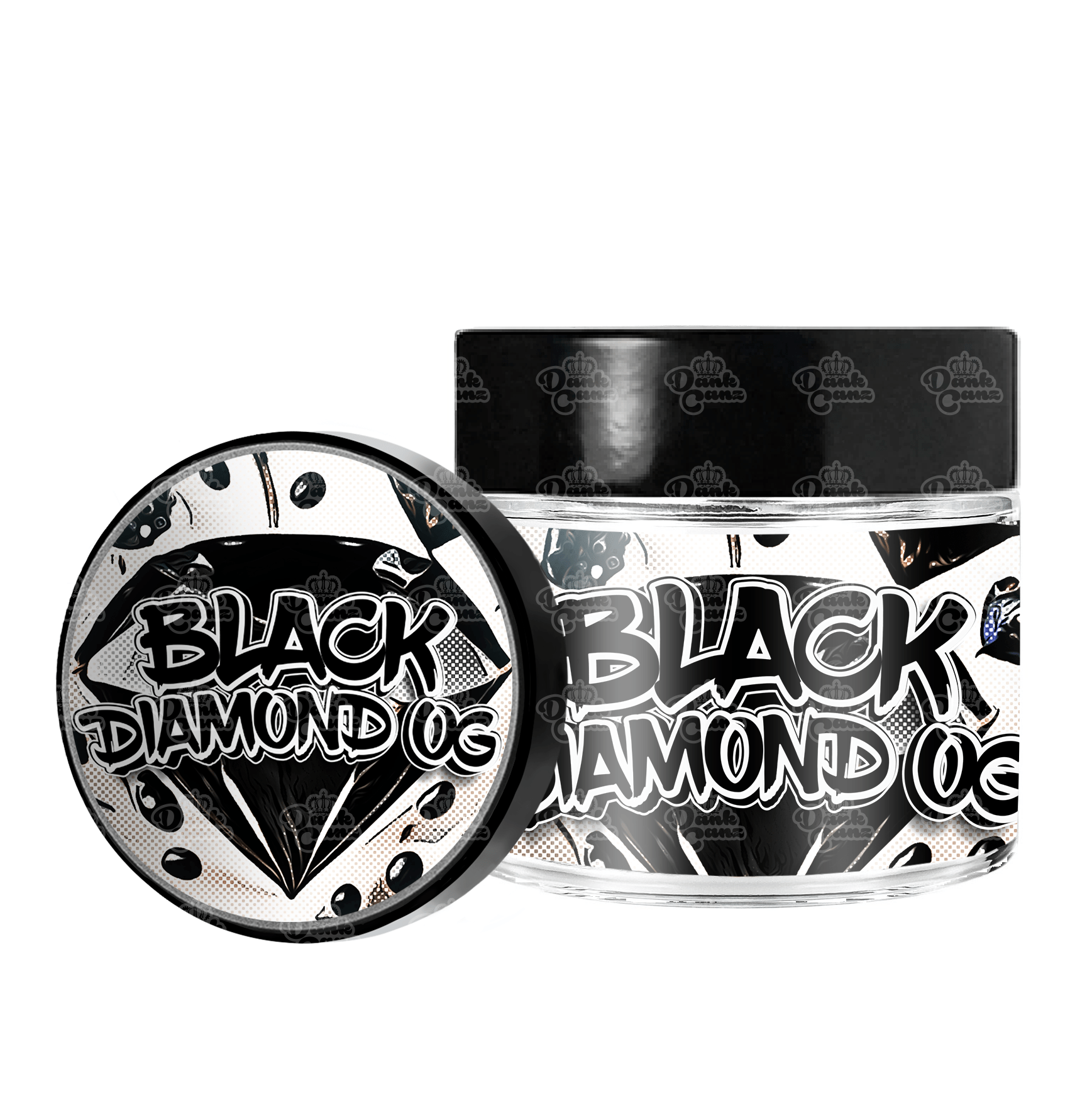 Black Diamond OG 3.5g/60ml Glass Jars - Labelled - DC Packaging Custom Cannabis Packaging
