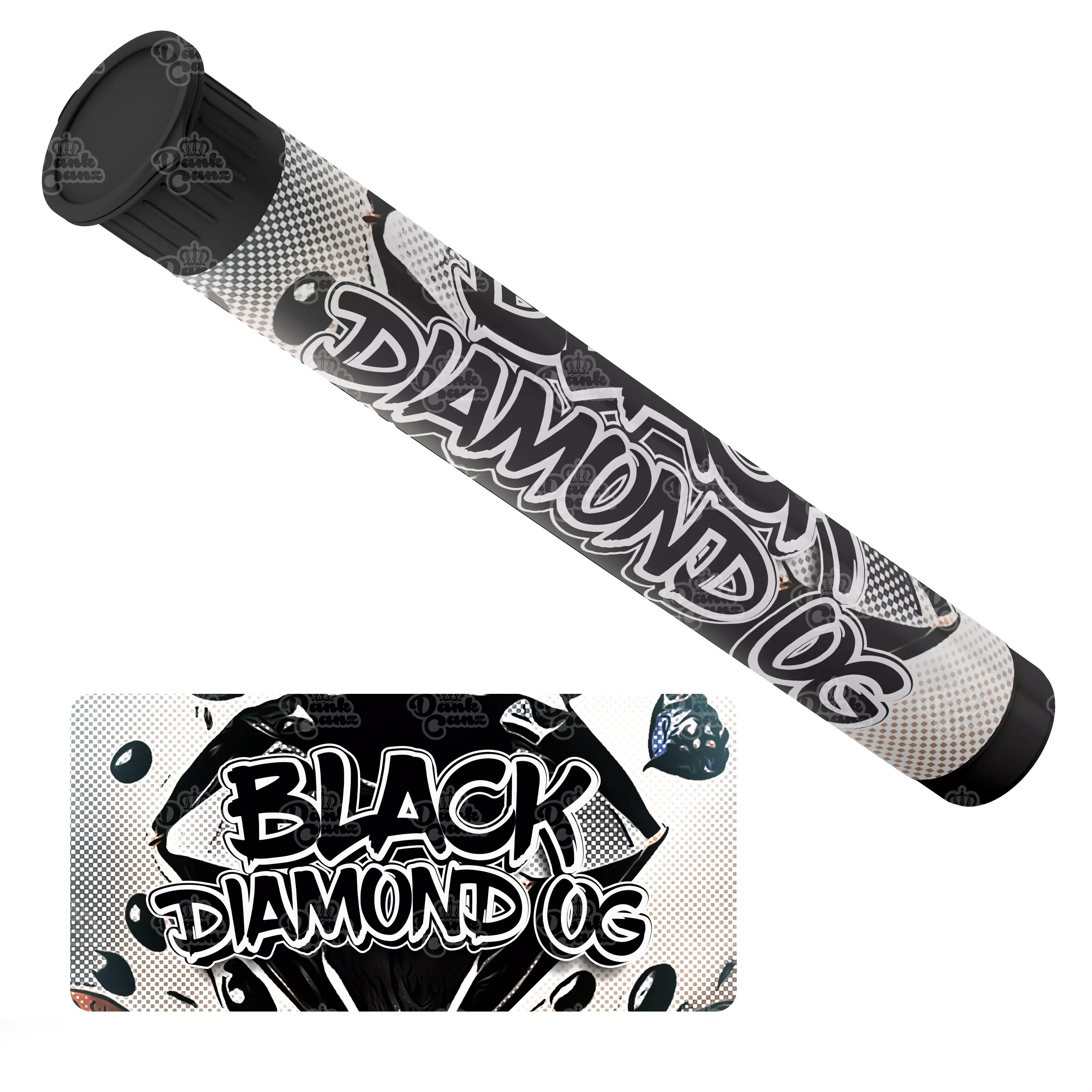 Black Diamond OG Pre Roll Tubes - Labelled - DC Packaging Custom Cannabis Packaging