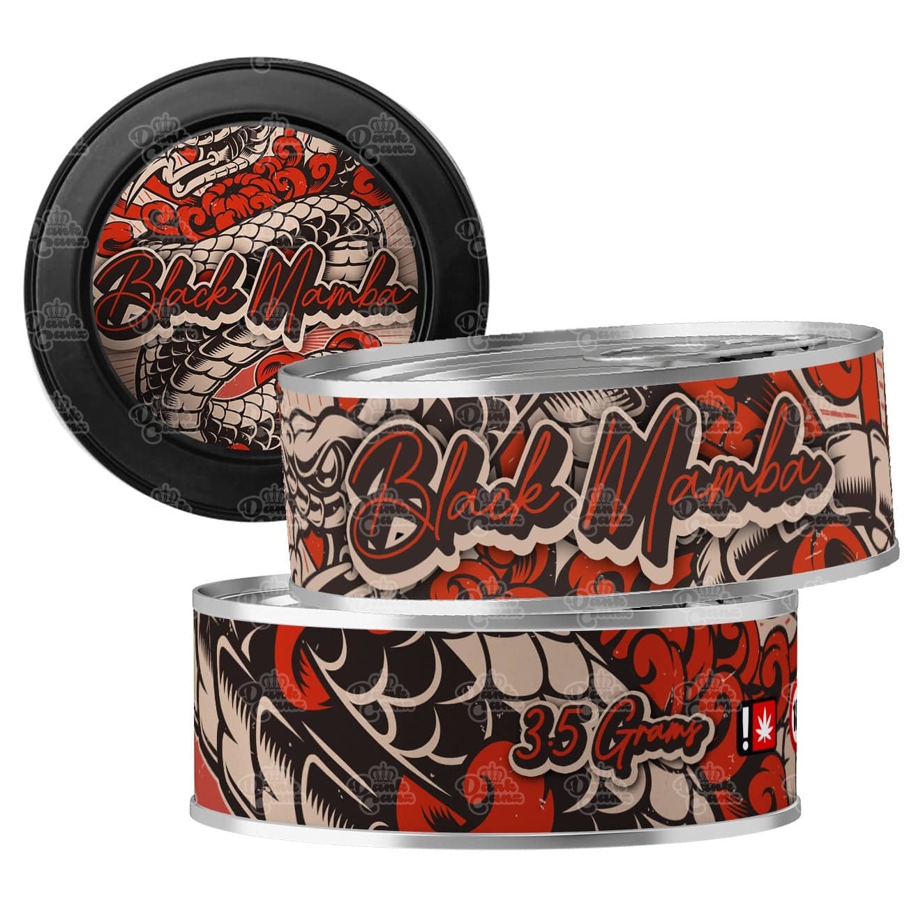 Black Mamba 3.5g Self Seal Tins - DC Packaging Custom Cannabis Packaging