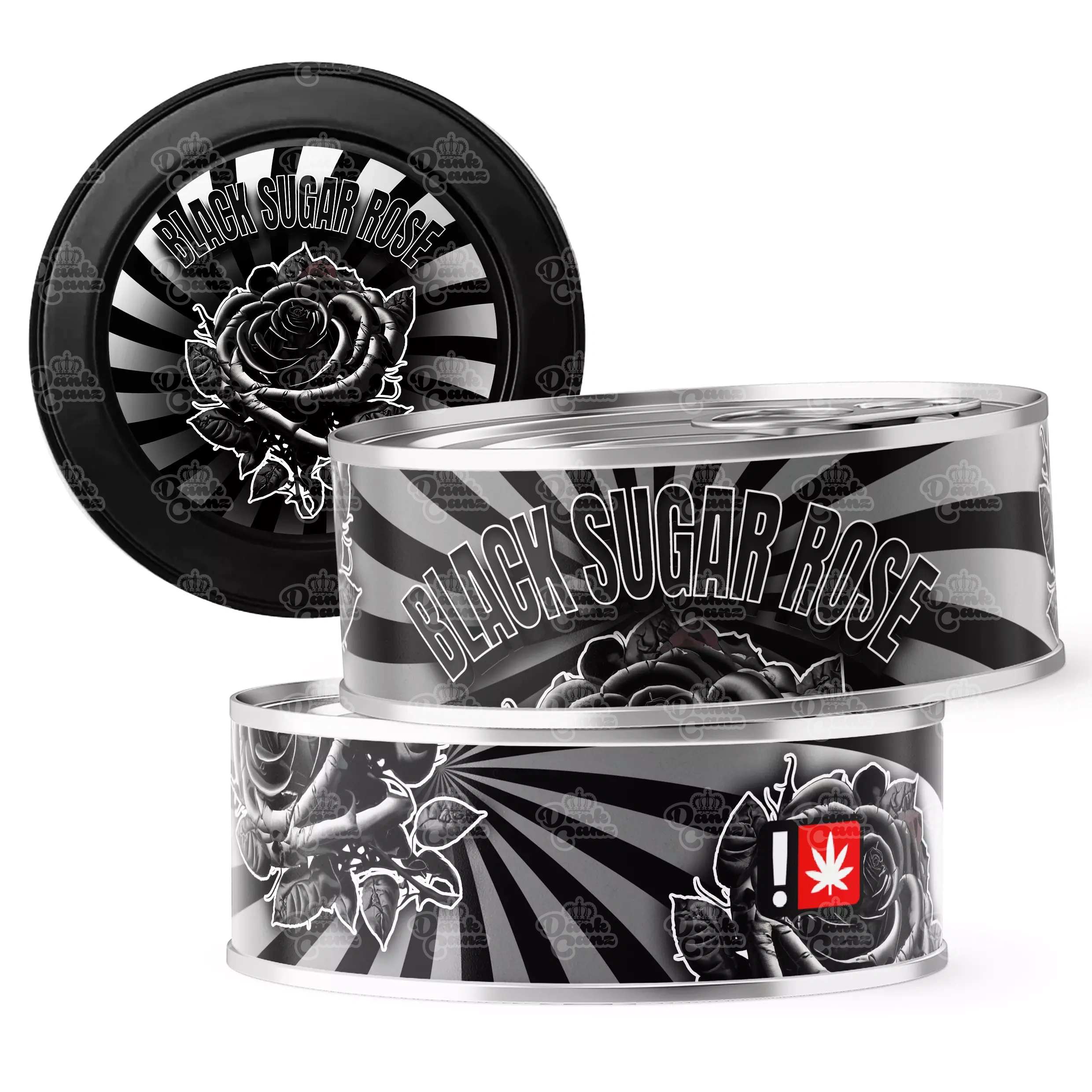 Black Sugar Rose 3.5g Self Seal Tins - DC Packaging Custom Cannabis Packaging