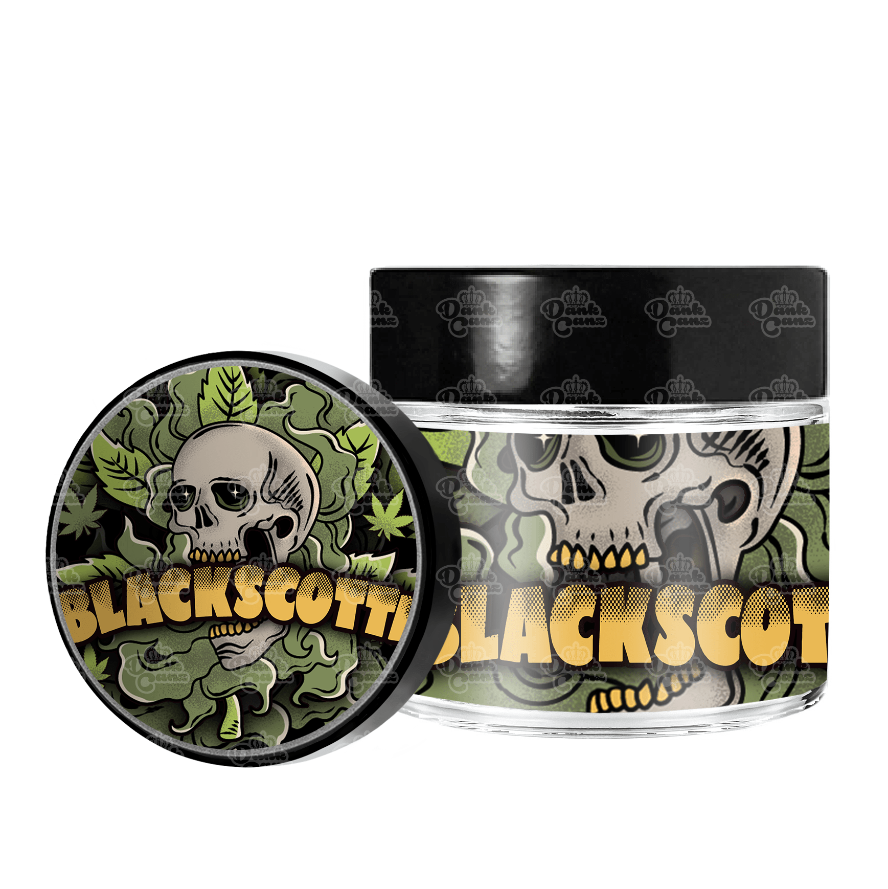 Blackscotti 3.5g/60ml Glass Jars - Labelled - DC Packaging Custom Cannabis Packaging
