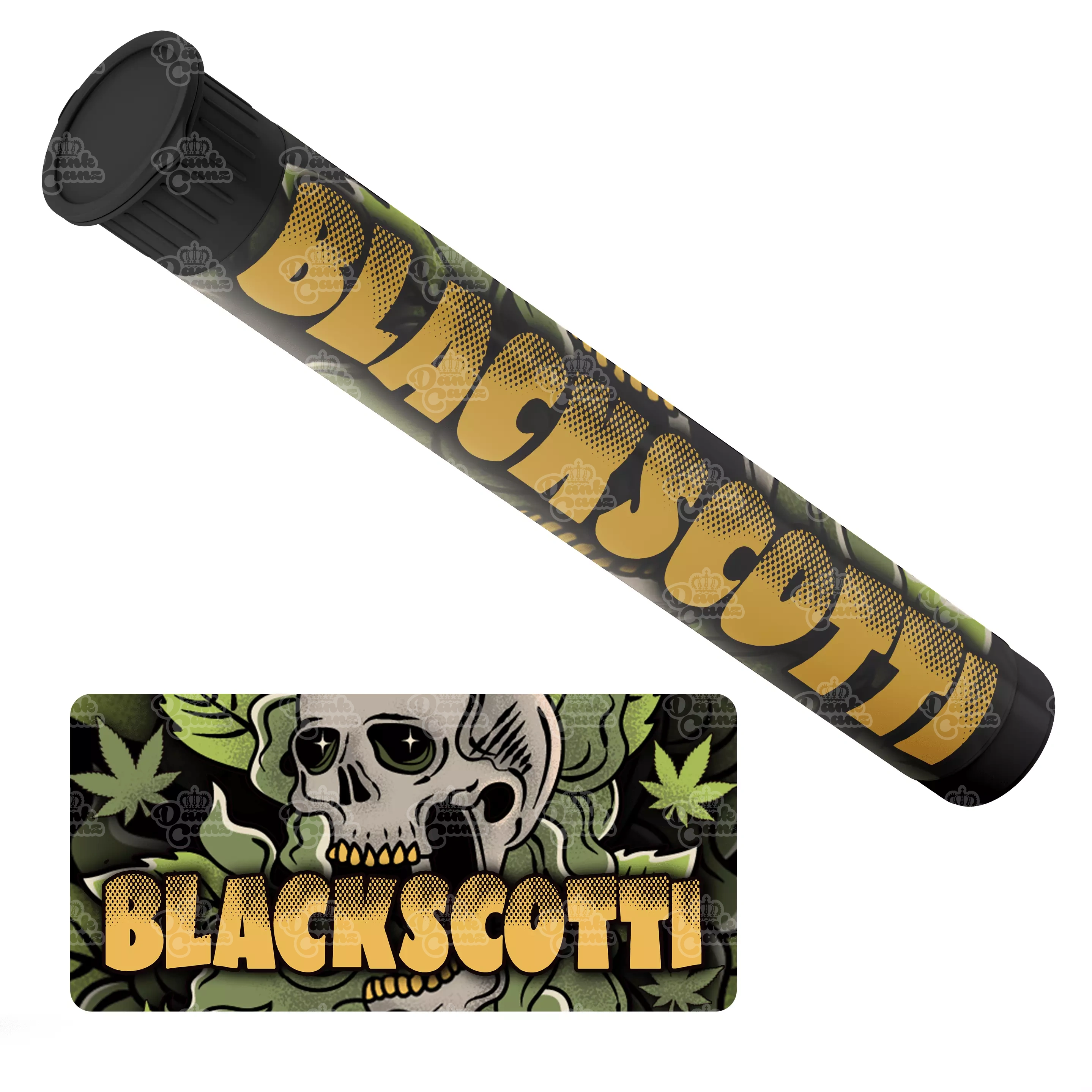 Blackscotti Pre Roll Tubes - Labelled - DC Packaging Custom Cannabis Packaging