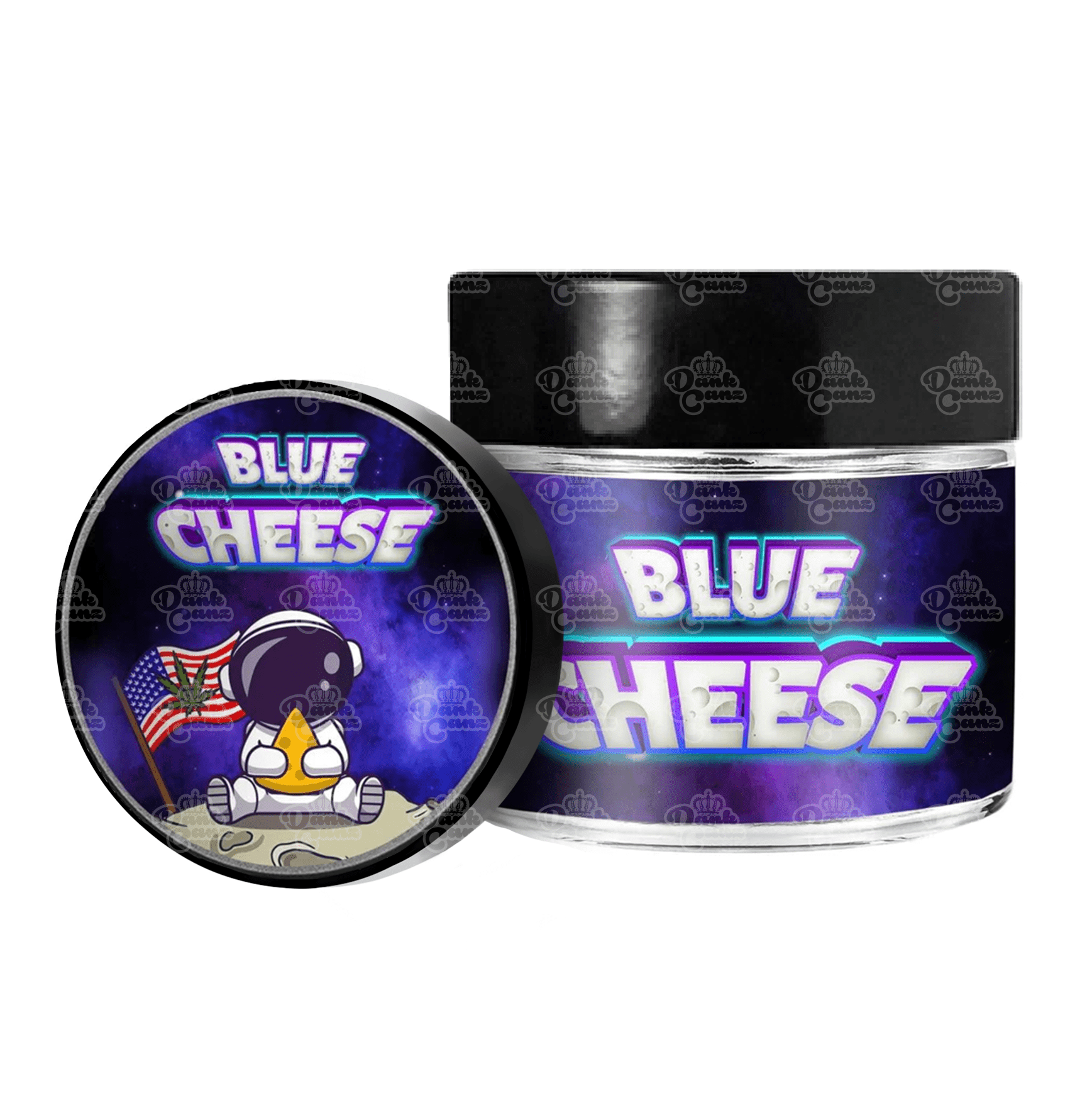 Blue Cheese 3.5g/60ml Glass Jars - Labelled - DC Packaging Custom Cannabis Packaging
