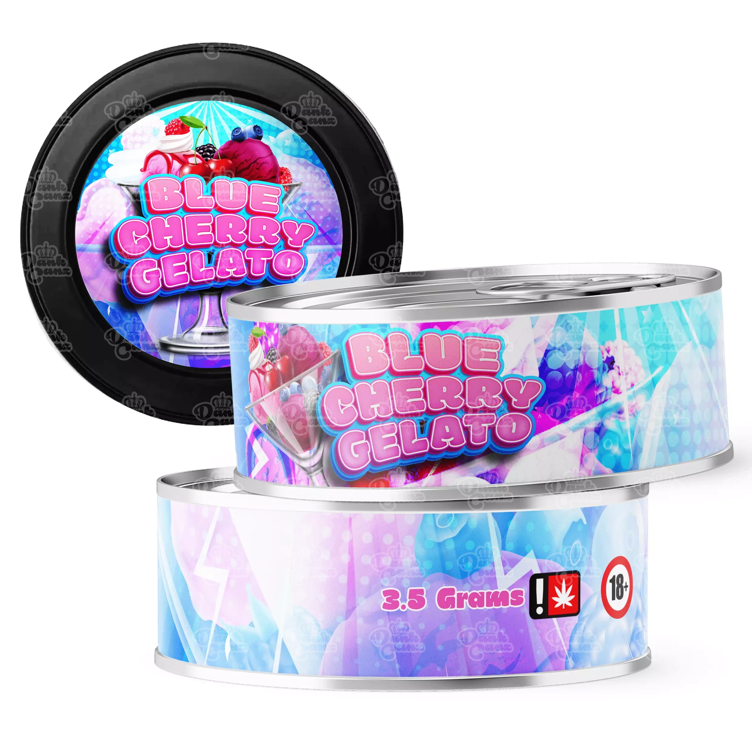 Blue Cherry Gelato 3.5g Self Seal Tins - DC Packaging Custom Cannabis Packaging