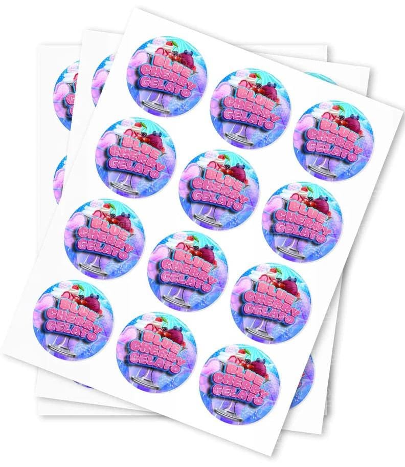 Blue Cherry Gelato Strain Stickers - DC Packaging Custom Cannabis Packaging
