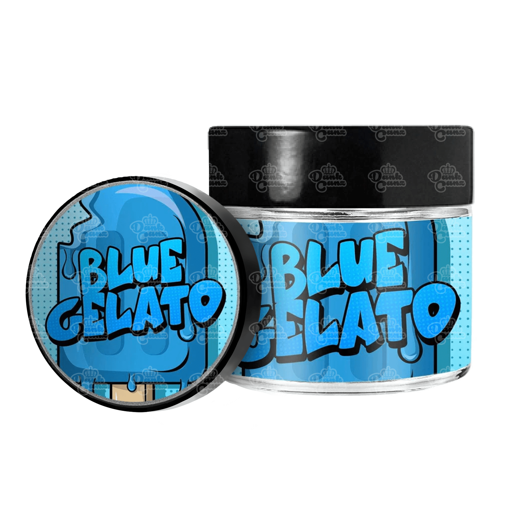 Blue Gelato 3.5g/60ml Glass Jars - Labelled - DC Packaging Custom Cannabis Packaging