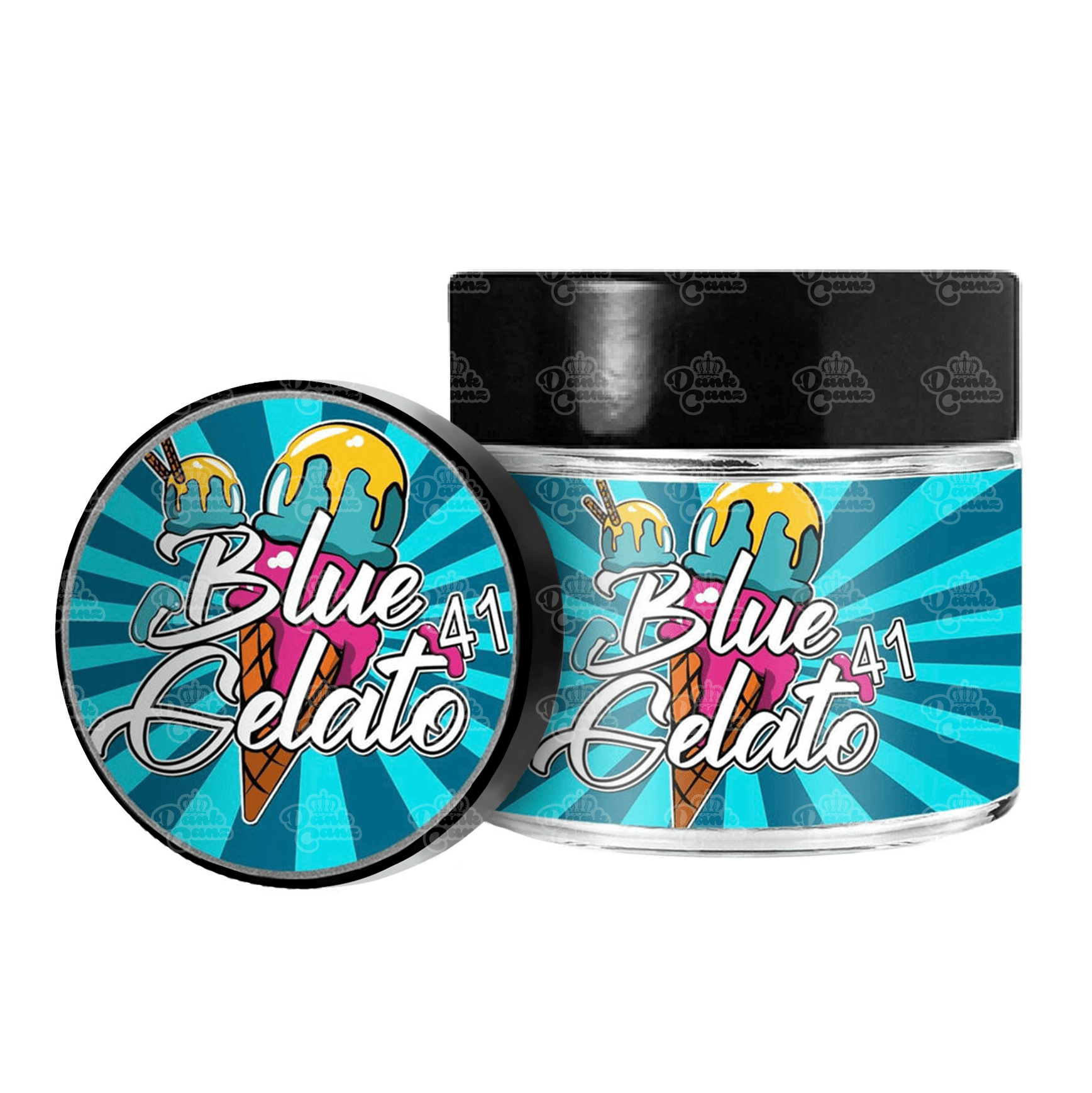 Blue Gelato 41 3.5g/60ml Glass Jars - Labelled - DC Packaging Custom Cannabis Packaging